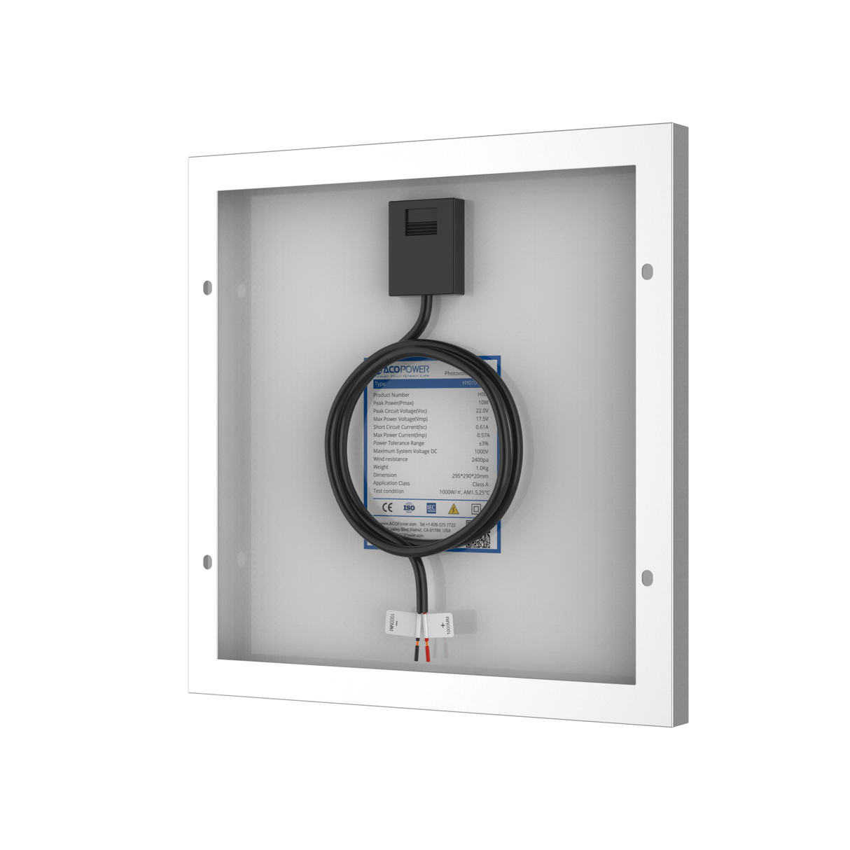 10 Watt 12 Volt Monocrystalline Solar Panel
