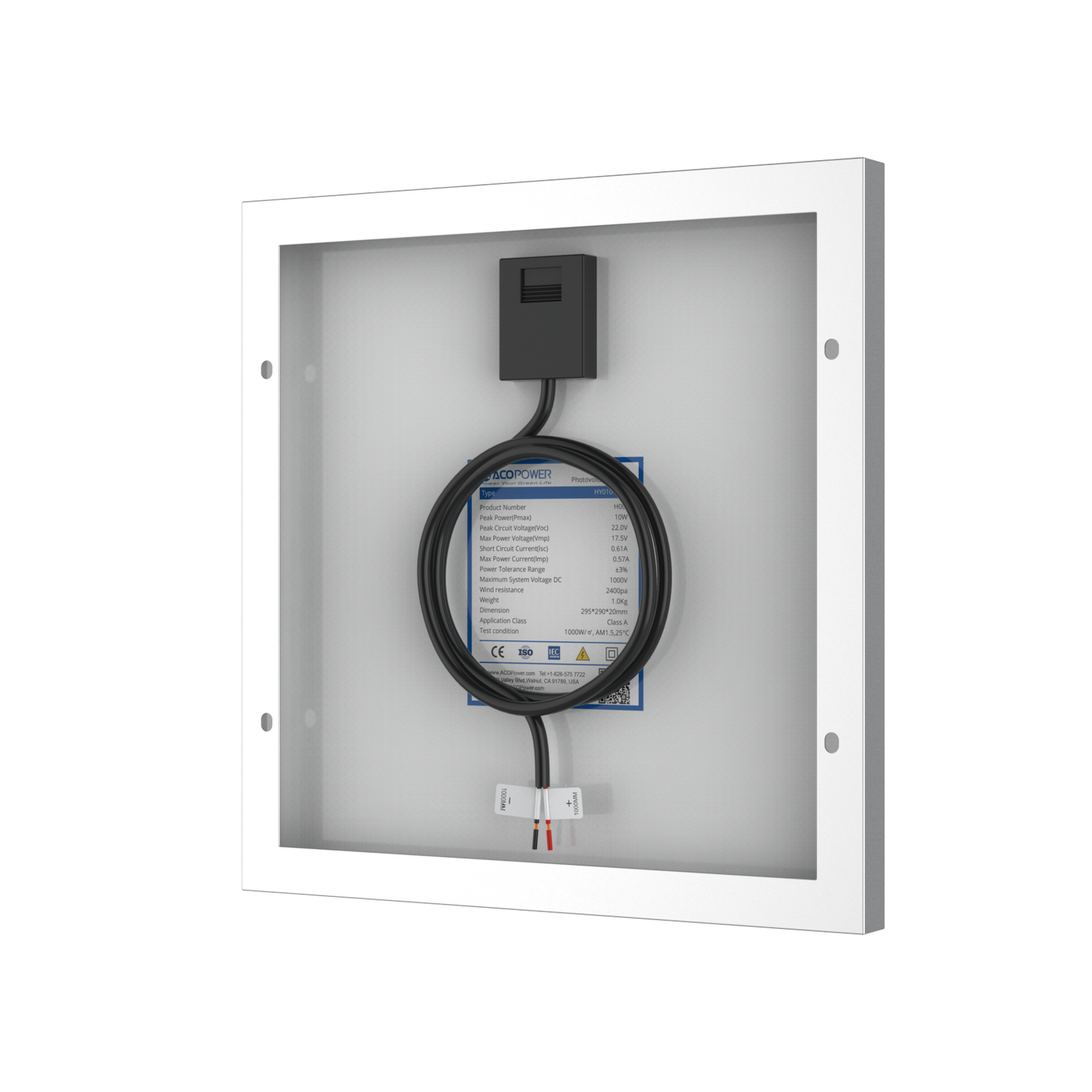 10 Watt 12 Volt Monocrystalline Solar Panel