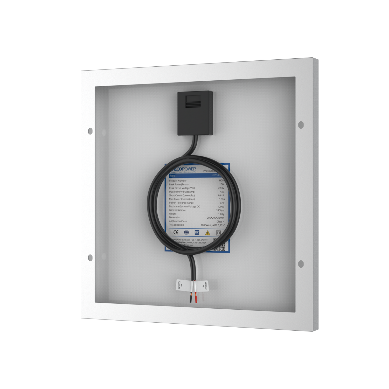 10 Watt 12 Volt Monocrystalline Solar Panel