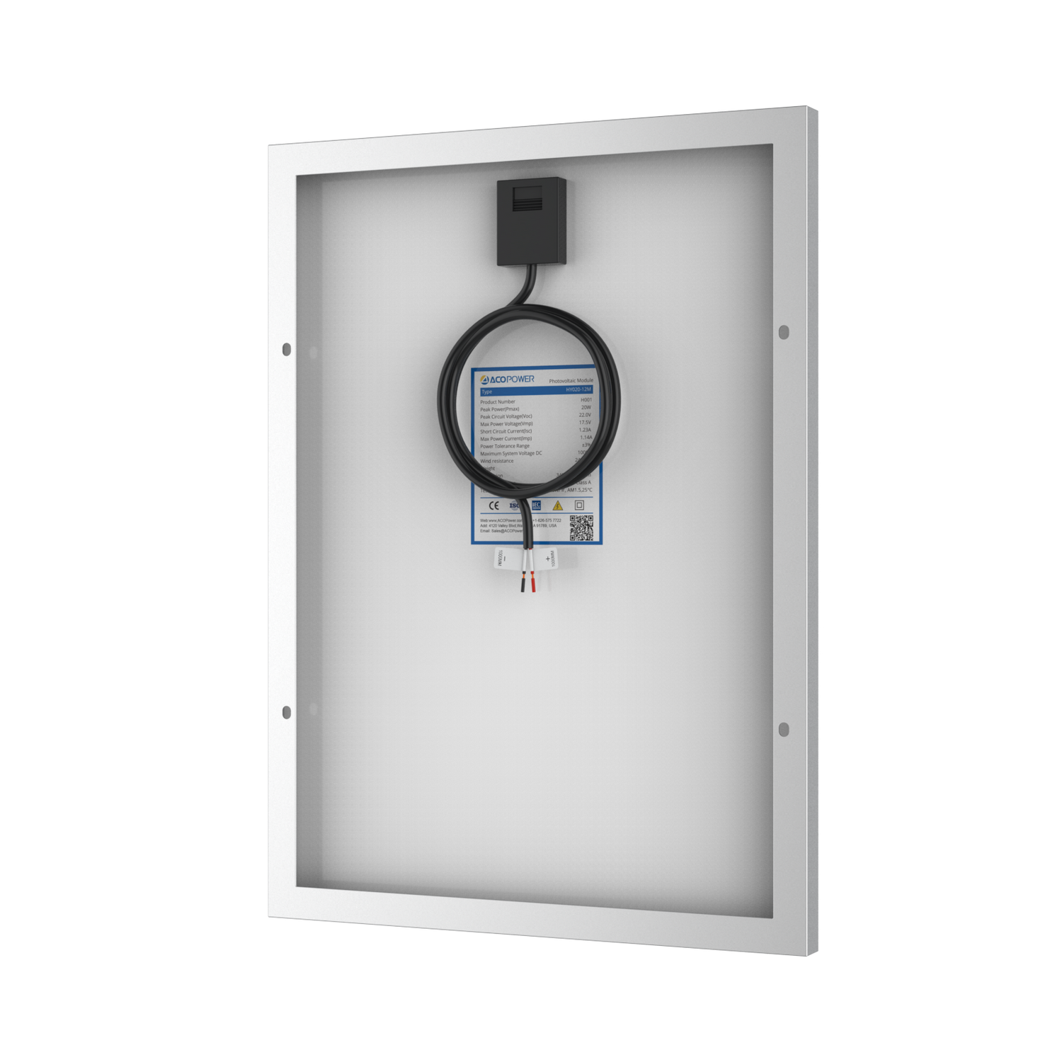 20 Watt 12 Volt Monocrystalline Solar Panel