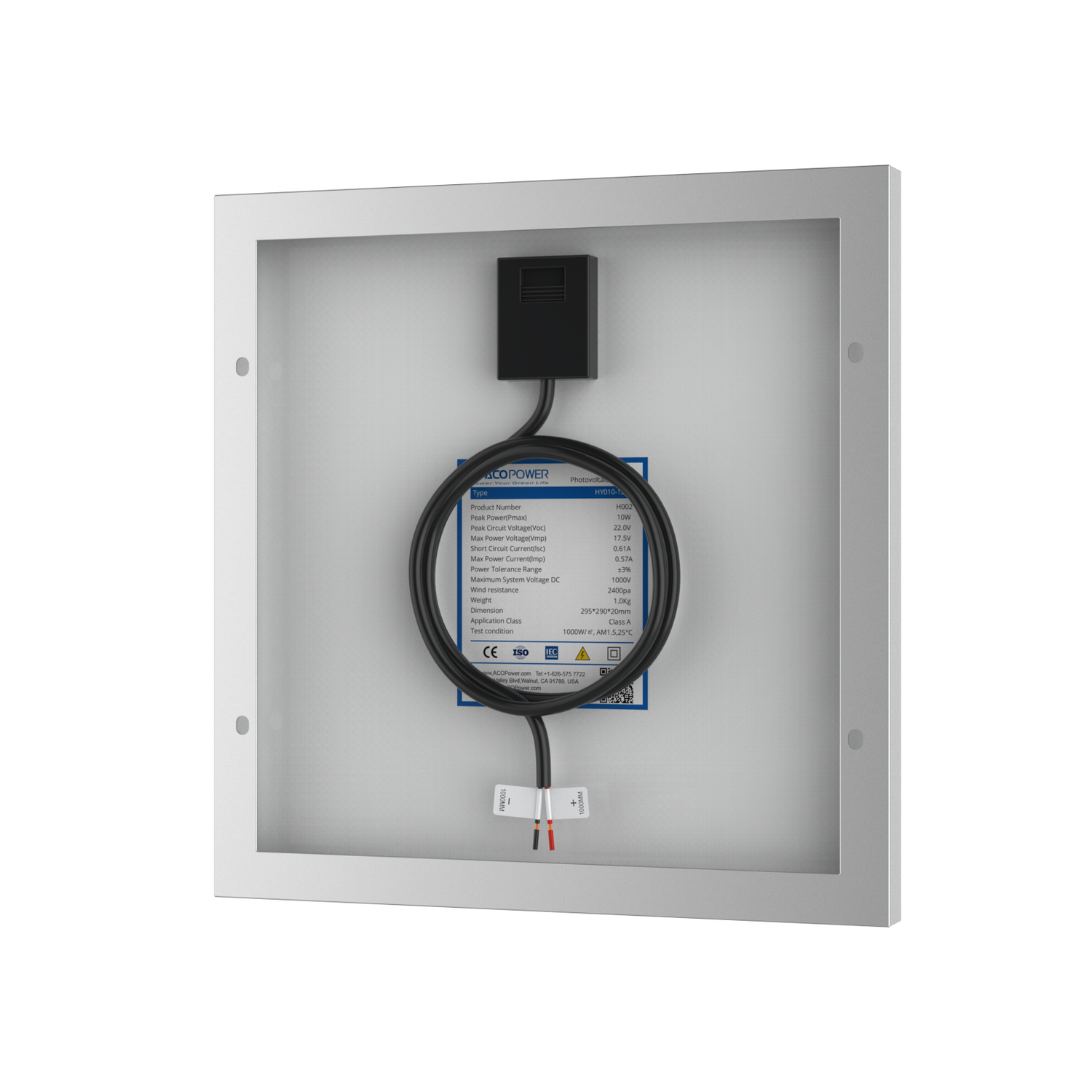 10 Watt 12 Volt Monocrystalline Solar Panel