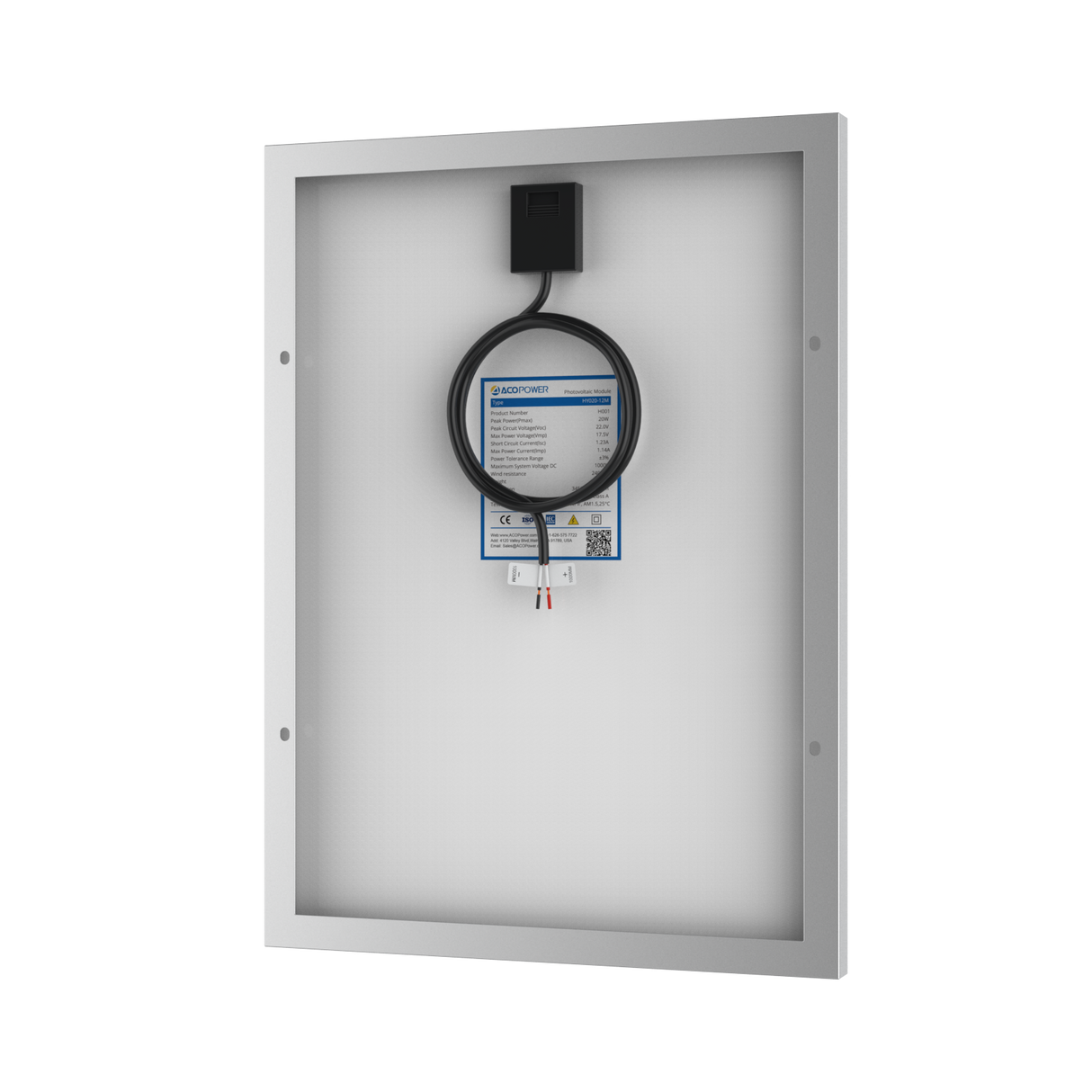 20 Watt 12 Volt Monocrystalline Solar Panel