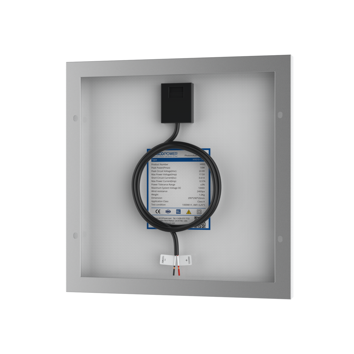 10 Watt 12 Volt Monocrystalline Solar Panel