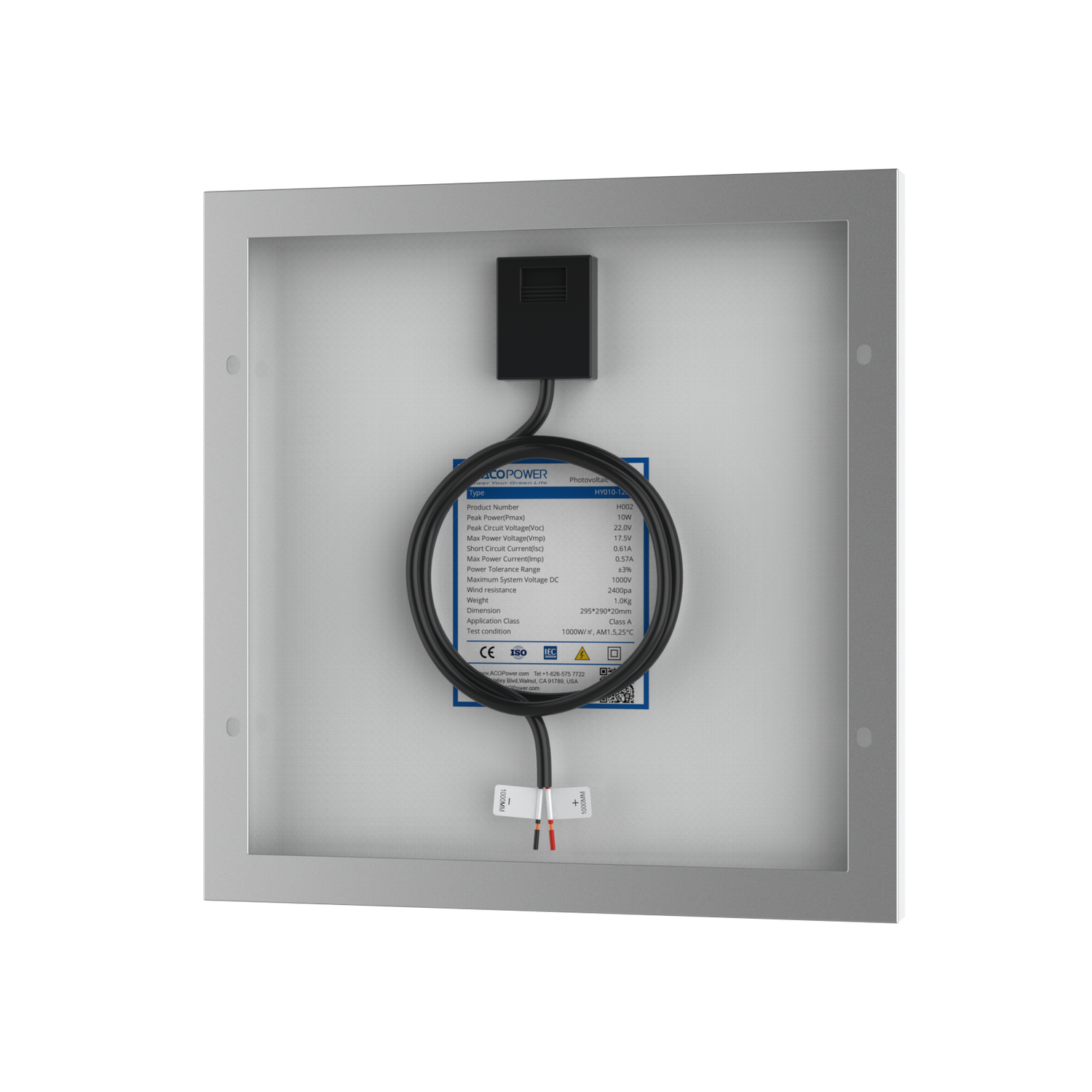 10 Watt 12 Volt Monocrystalline Solar Panel