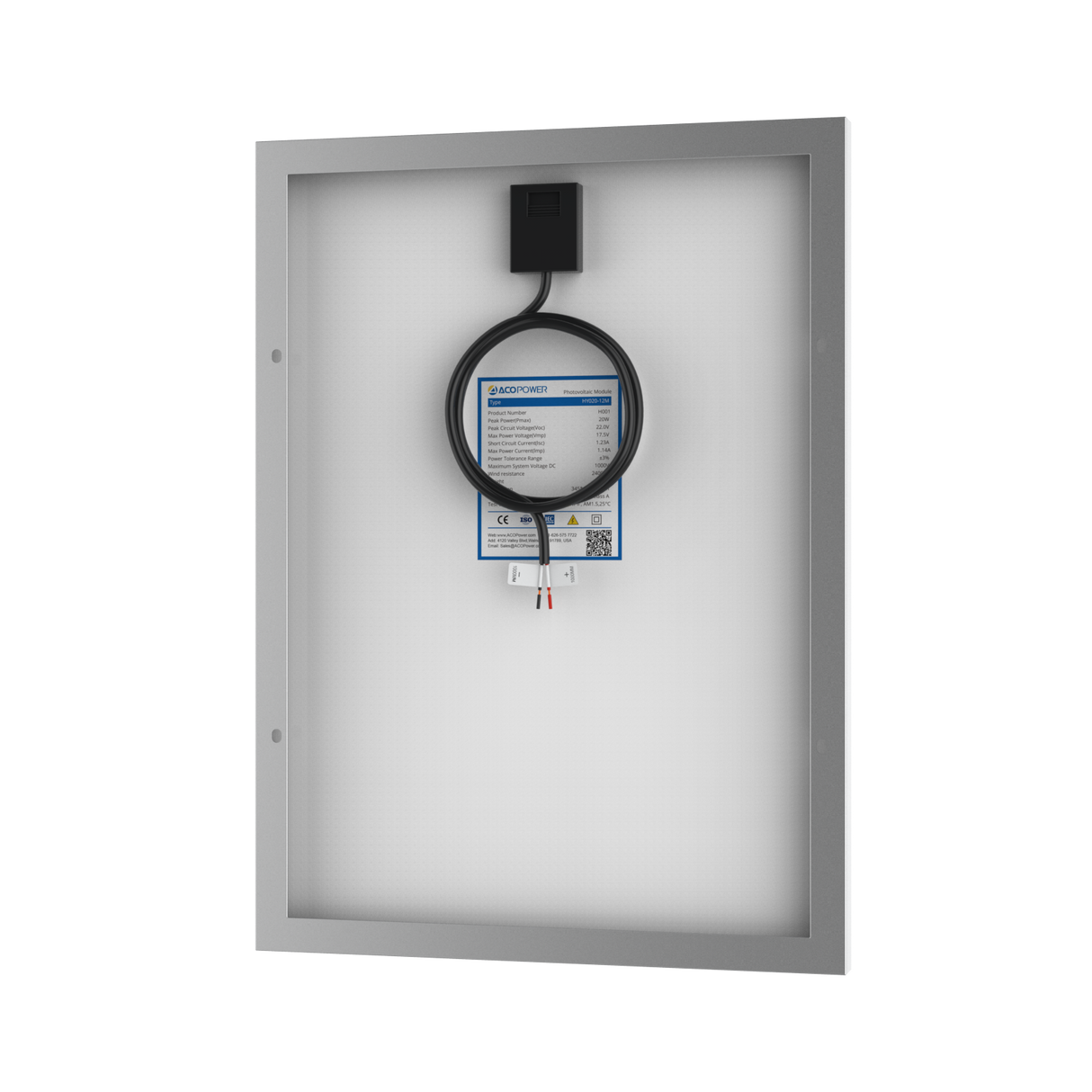 20 Watt 12 Volt Monocrystalline Solar Panel