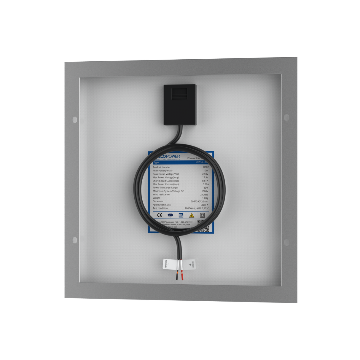 10 Watt 12 Volt Monocrystalline Solar Panel