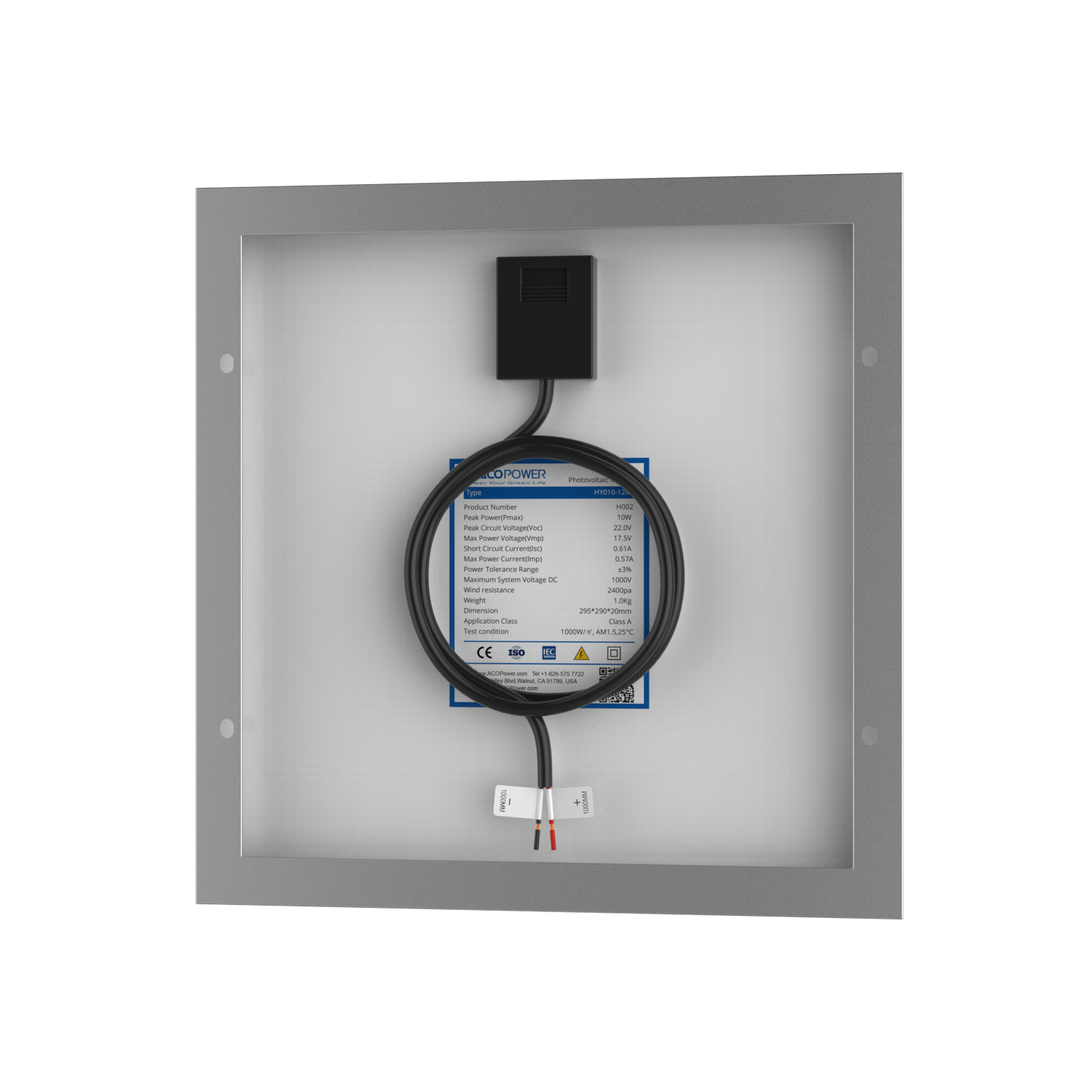 10 Watt 12 Volt Monocrystalline Solar Panel