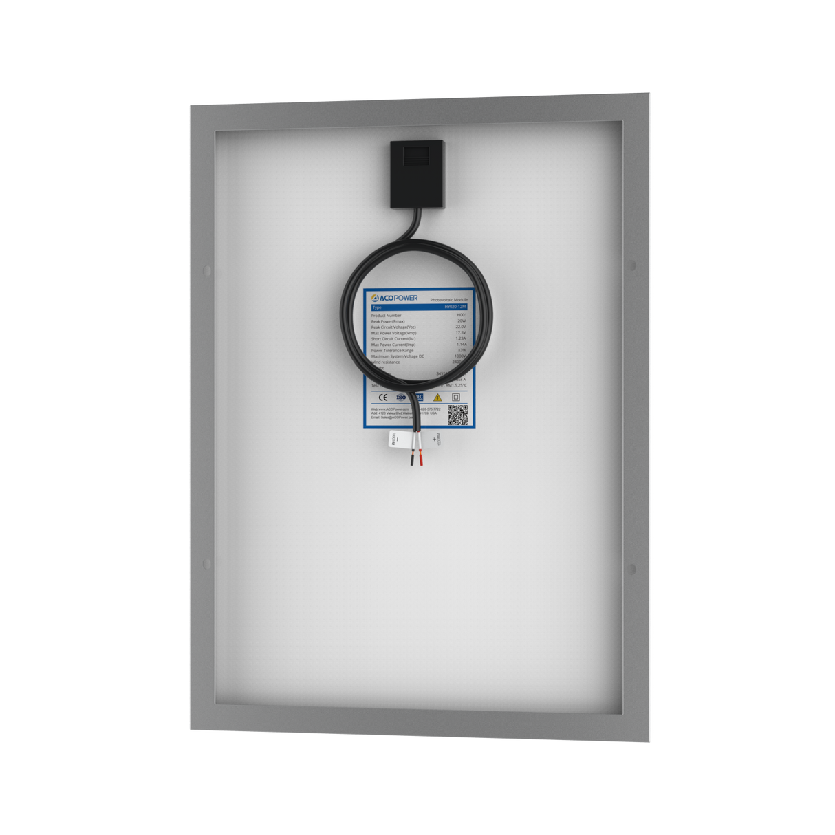 20 Watt 12 Volt Monocrystalline Solar Panel