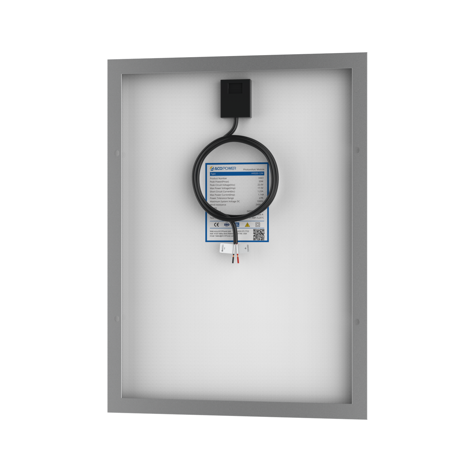 20 Watt 12 Volt Monocrystalline Solar Panel