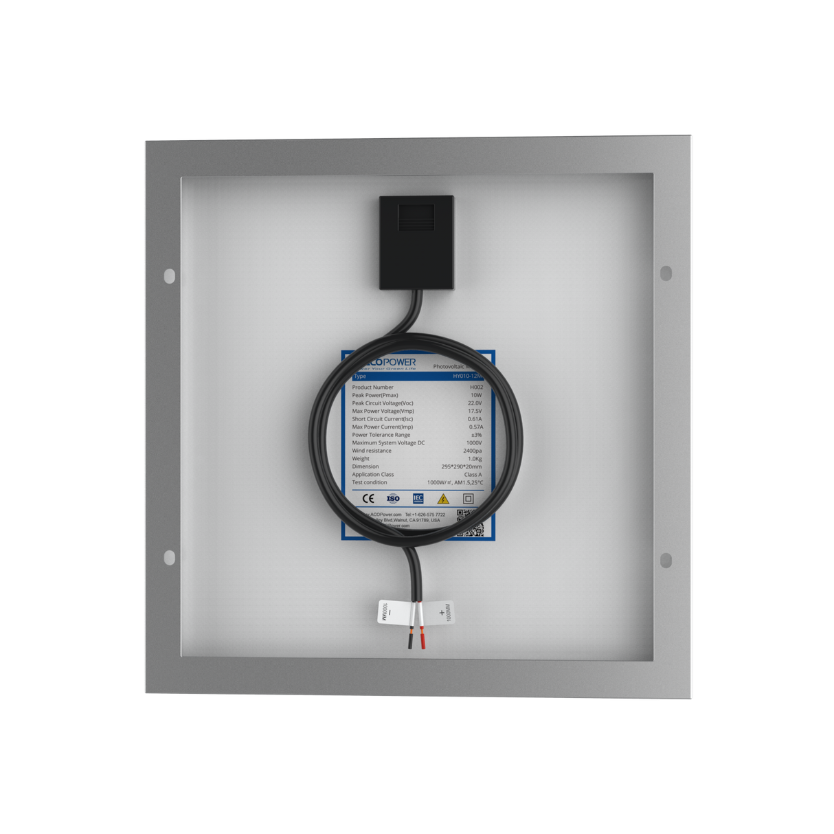10 Watt 12 Volt Monocrystalline Solar Panel