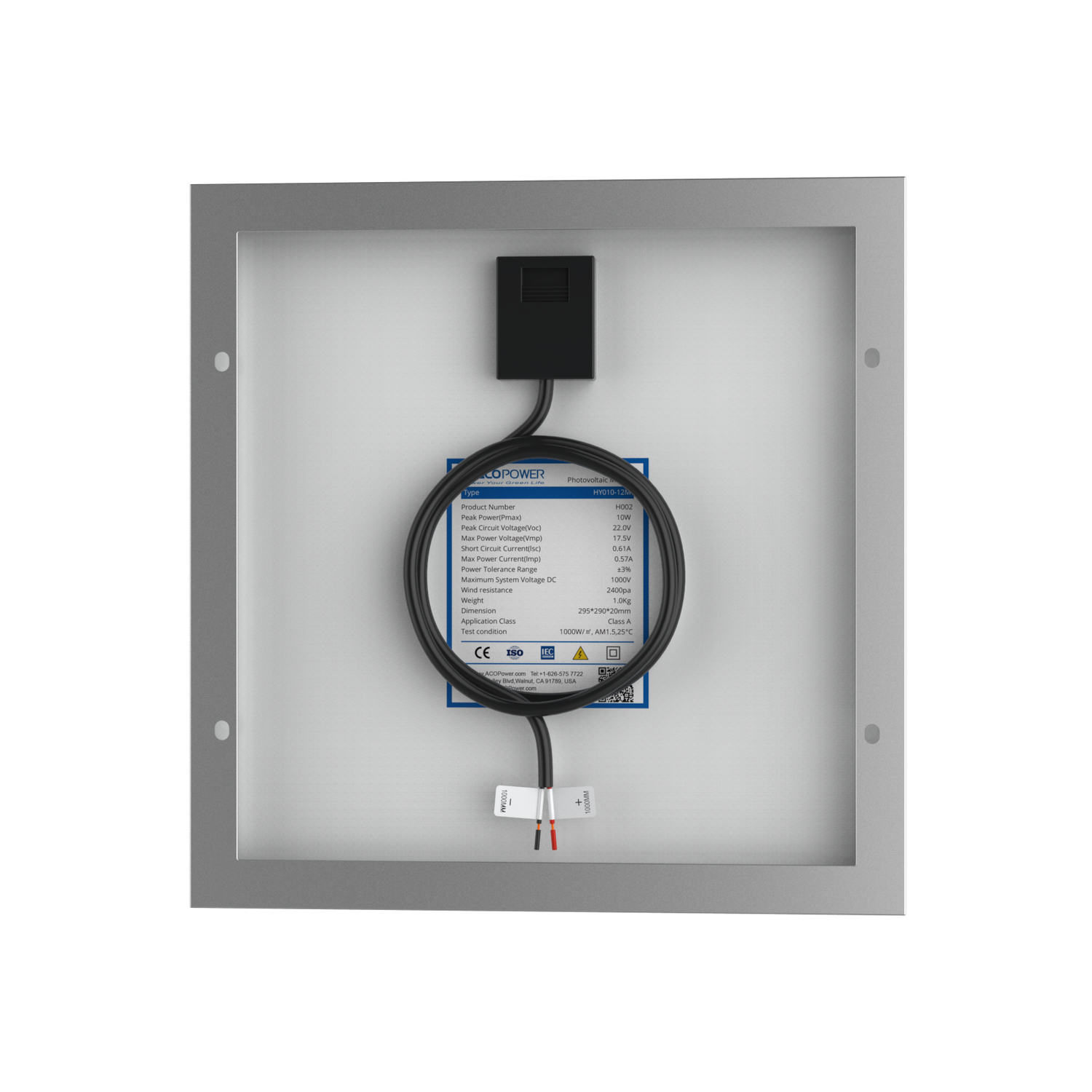 10 Watt 12 Volt Monocrystalline Solar Panel