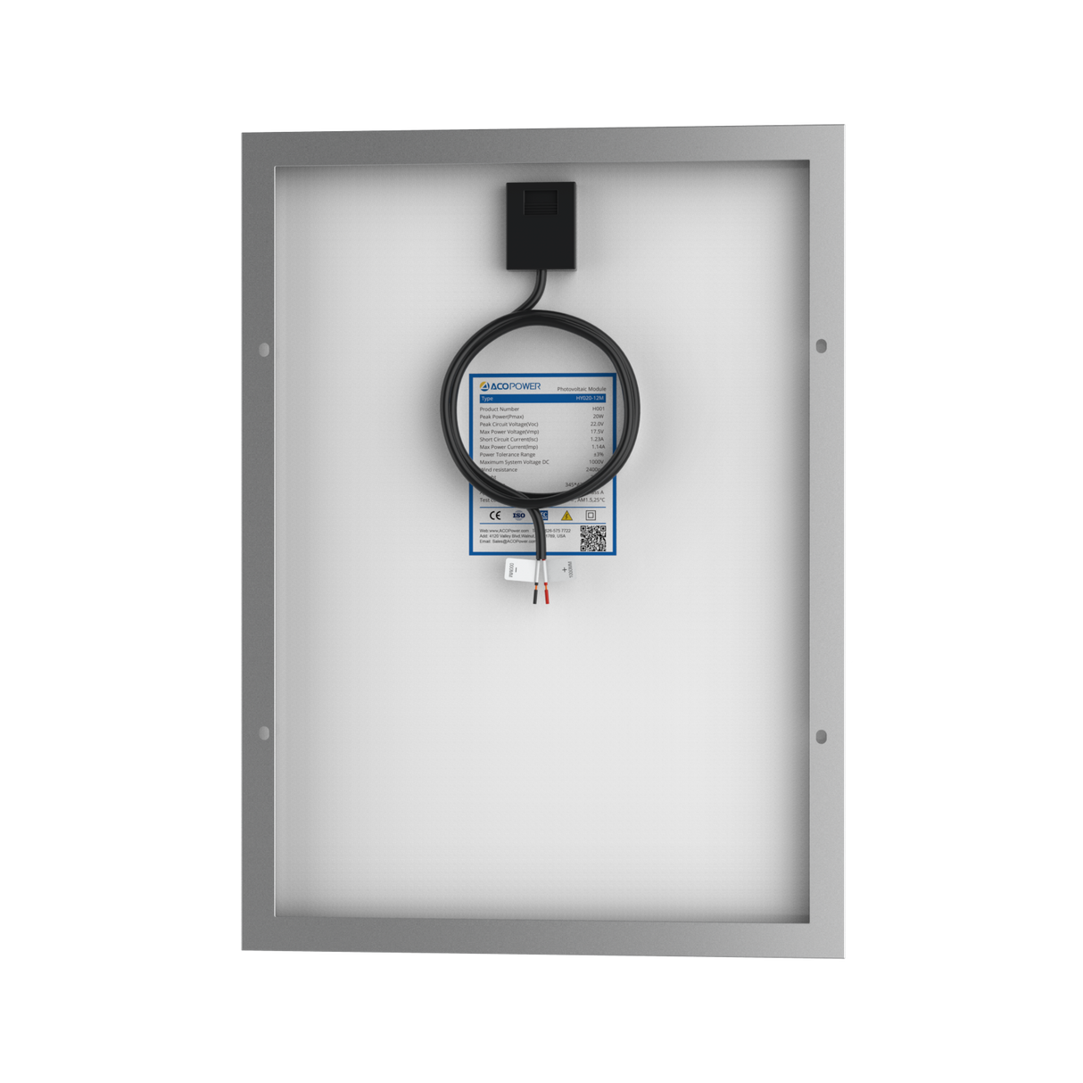 20 Watt 12 Volt Monocrystalline Solar Panel