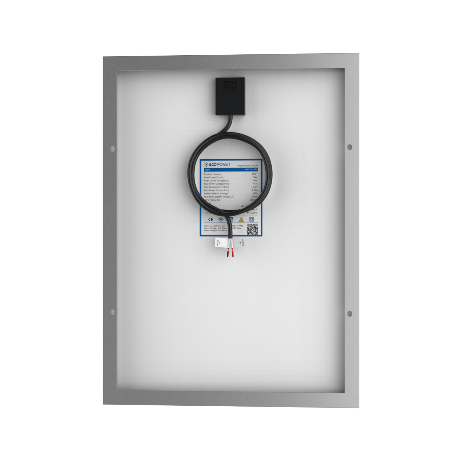 20 Watt 12 Volt Monocrystalline Solar Panel