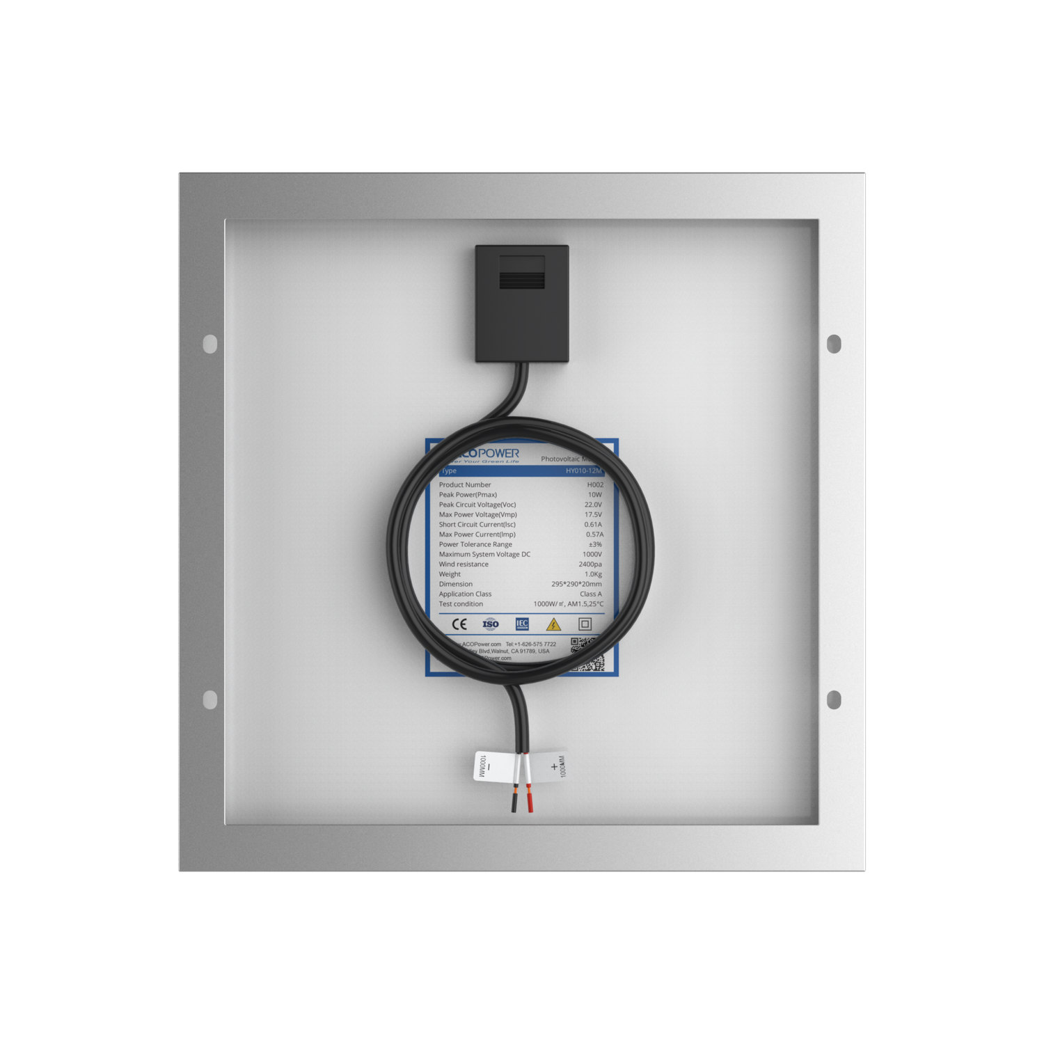 10 Watt 12 Volt Monocrystalline Solar Panel