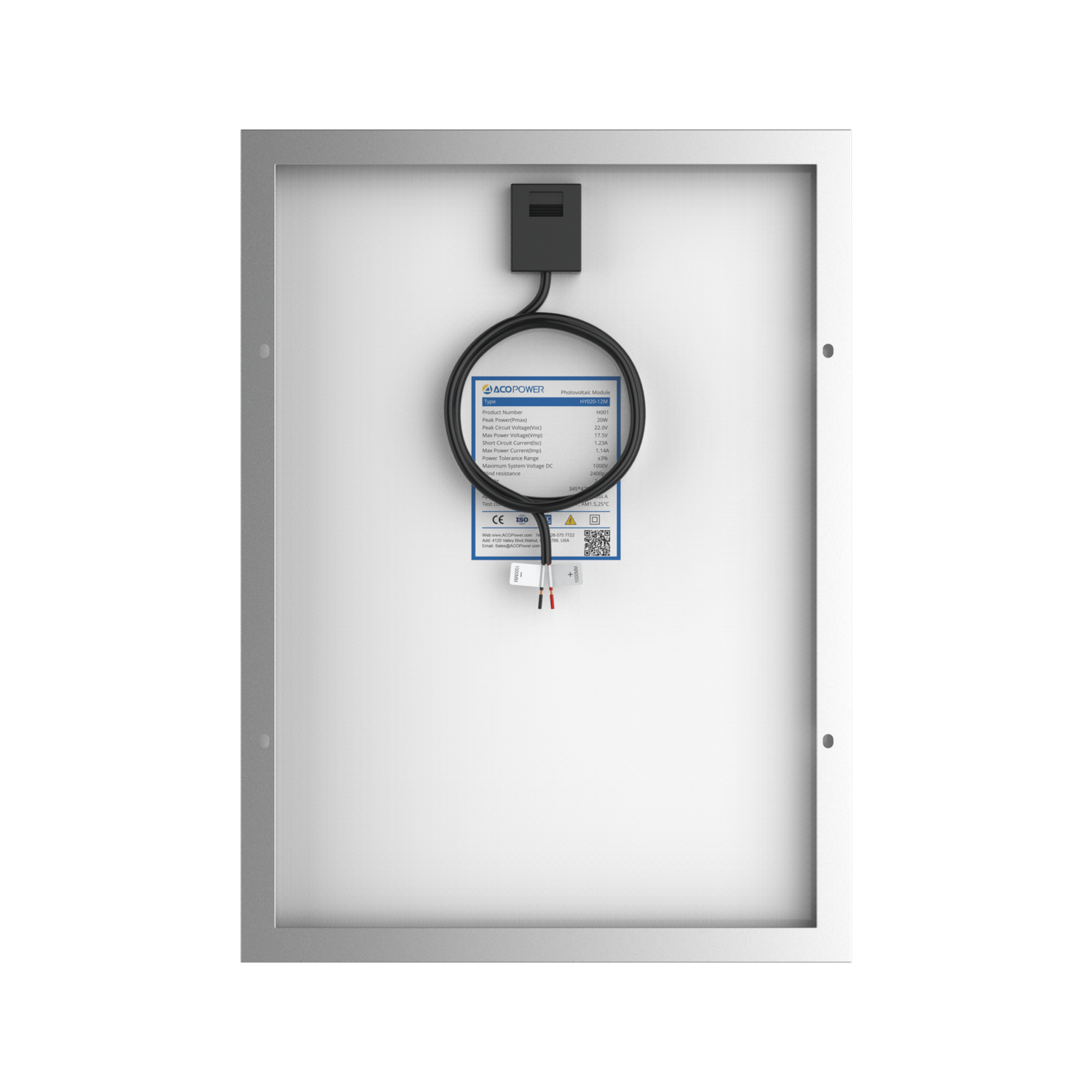 20 Watt 12 Volt Monocrystalline Solar Panel