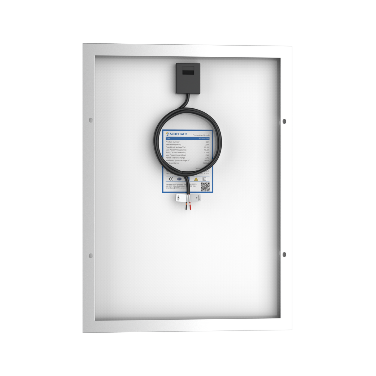 20 Watt 12 Volt Monocrystalline Solar Panel