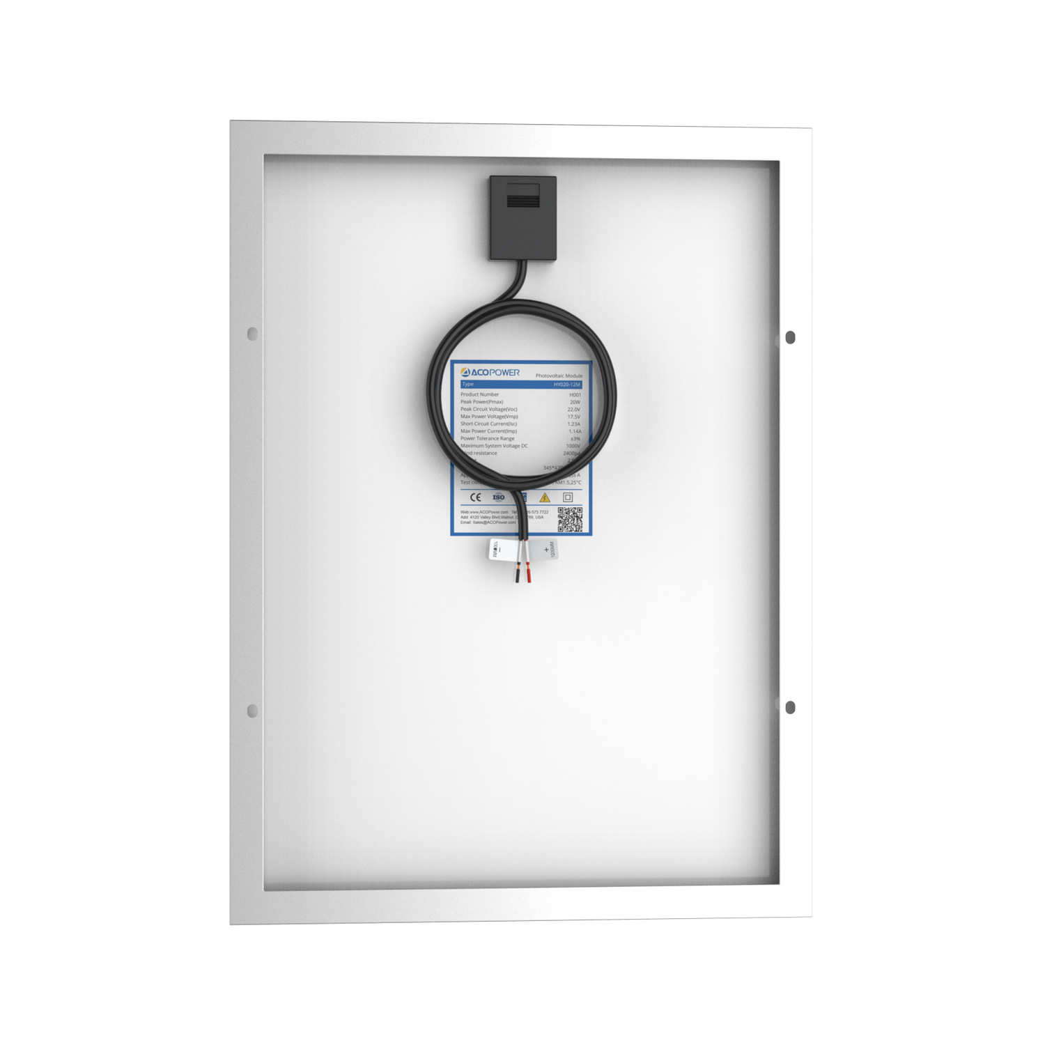20 Watt 12 Volt Monocrystalline Solar Panel