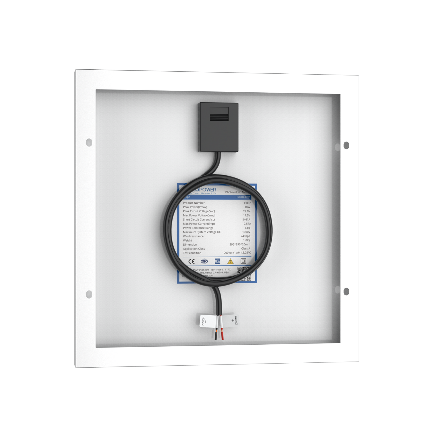 10 Watt 12 Volt Monocrystalline Solar Panel