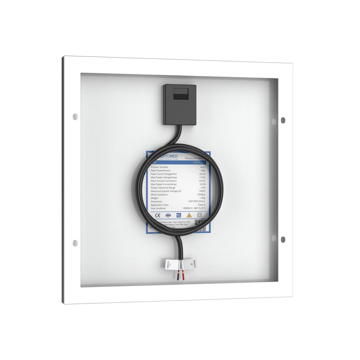 10 Watt 12 Volt Monocrystalline Solar Panel