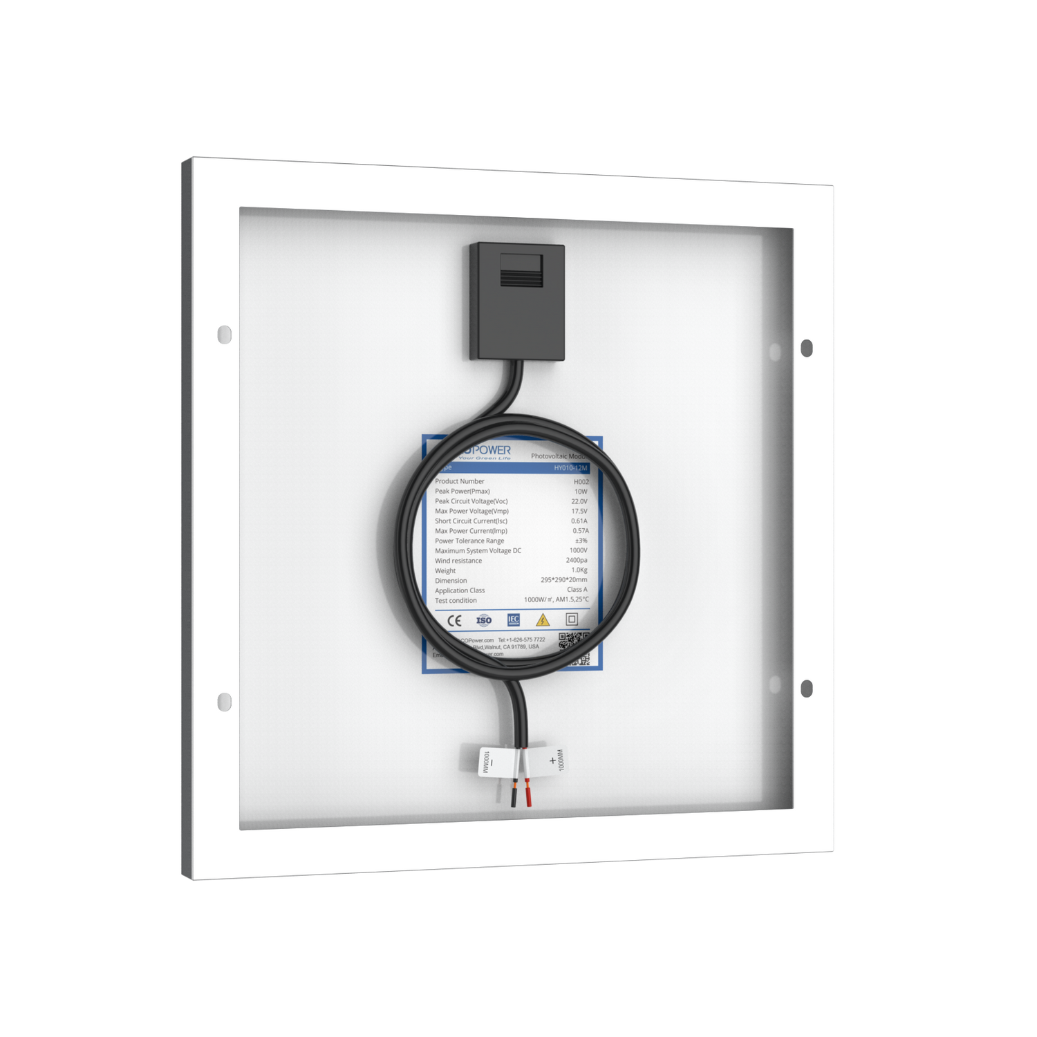 10 Watt 12 Volt Monocrystalline Solar Panel
