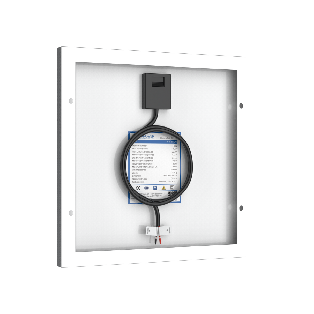 10 Watt 12 Volt Monocrystalline Solar Panel