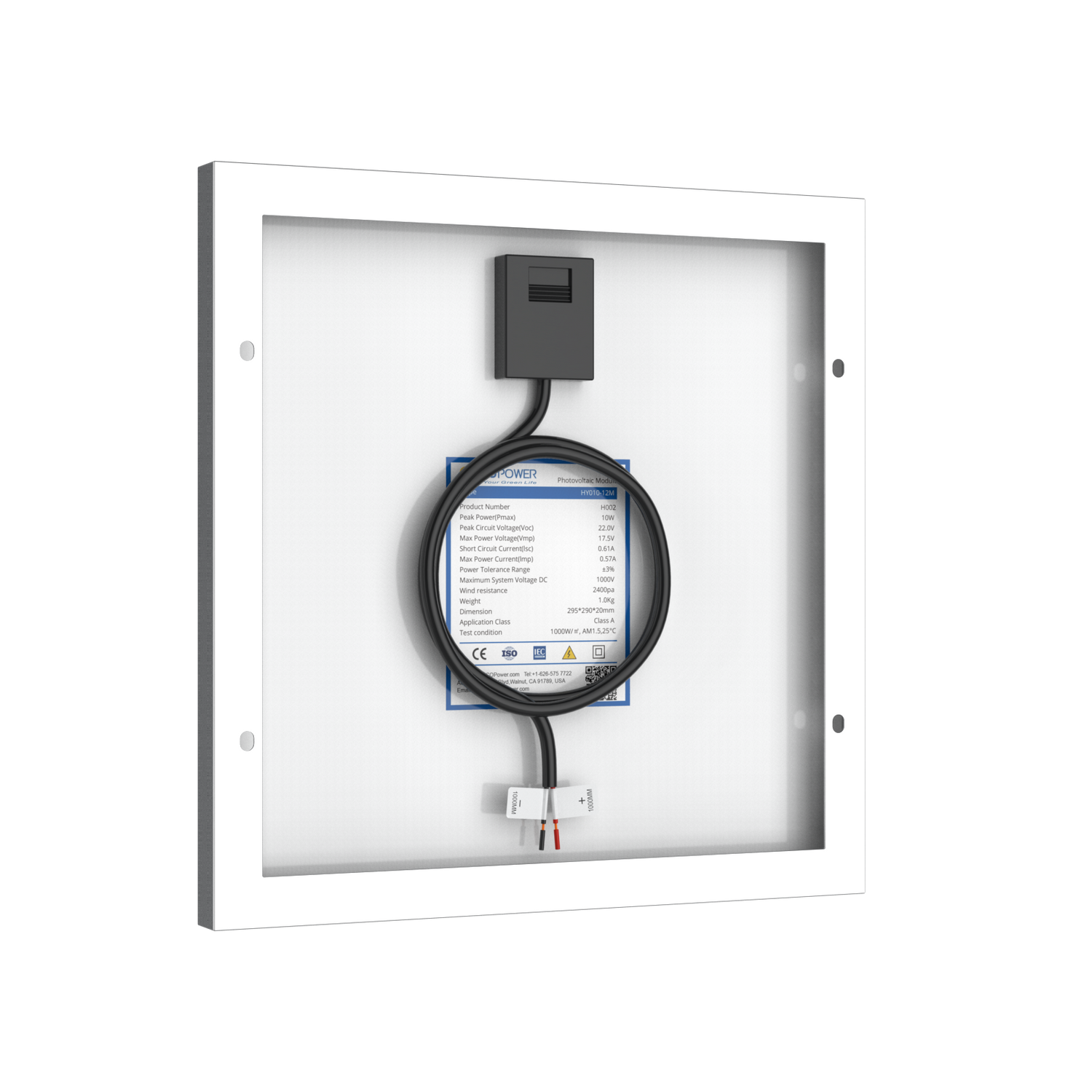 10 Watt 12 Volt Monocrystalline Solar Panel
