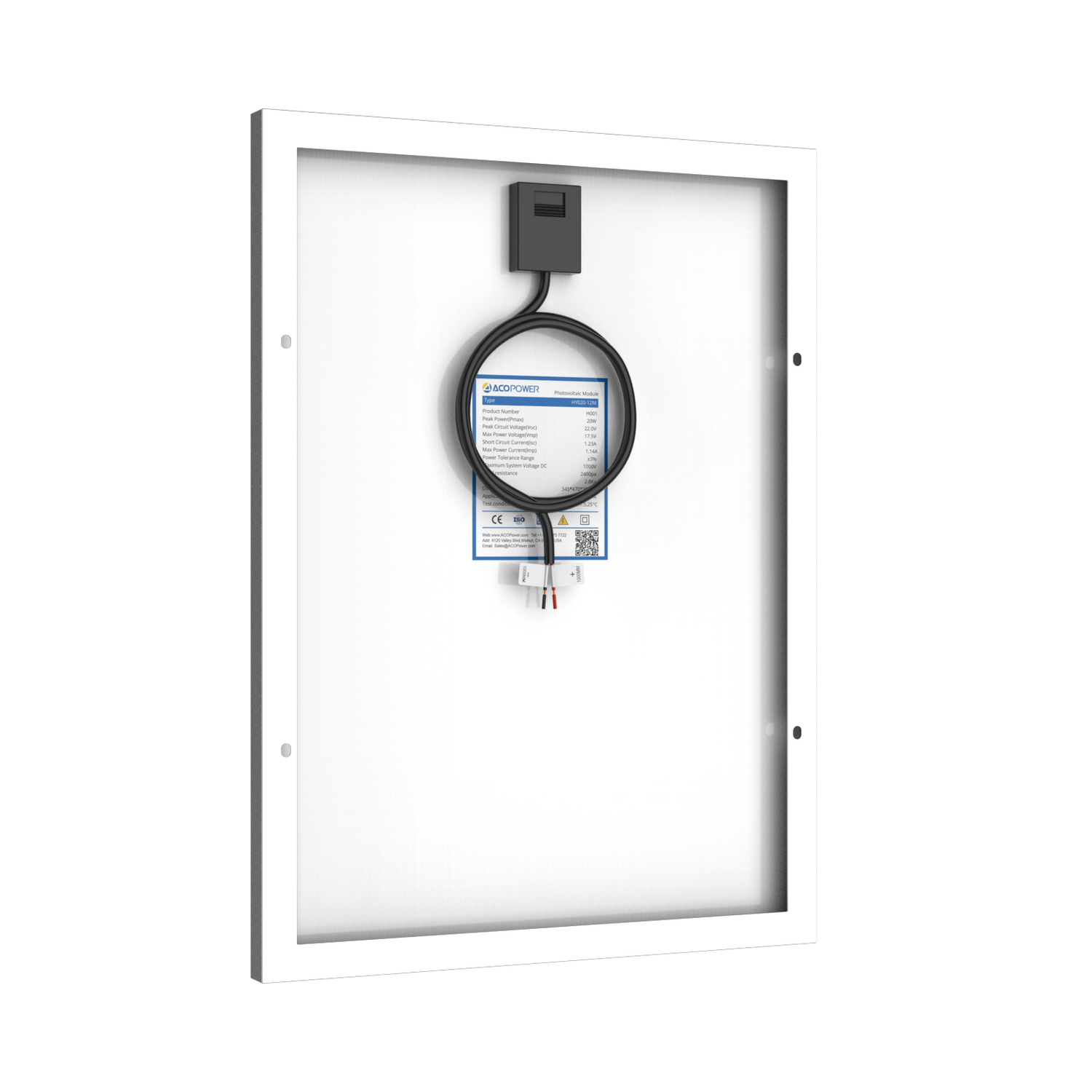 20 Watt 12 Volt Monocrystalline Solar Panel