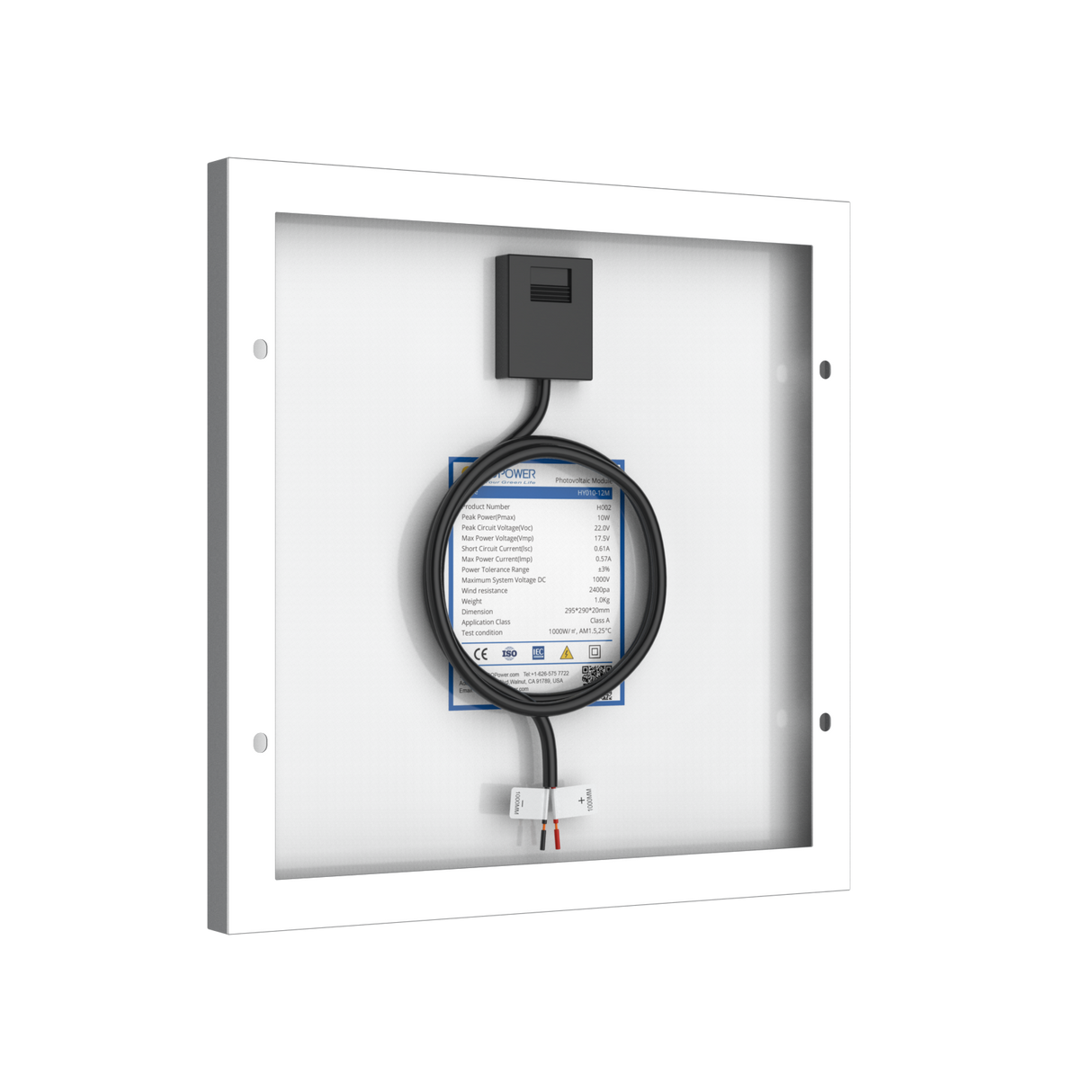 10 Watt 12 Volt Monocrystalline Solar Panel