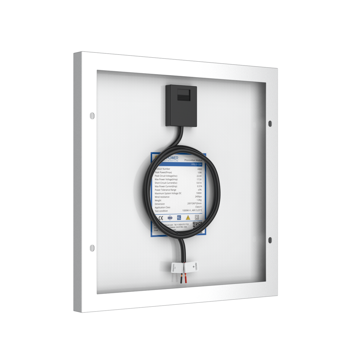 10 Watt 12 Volt Monocrystalline Solar Panel