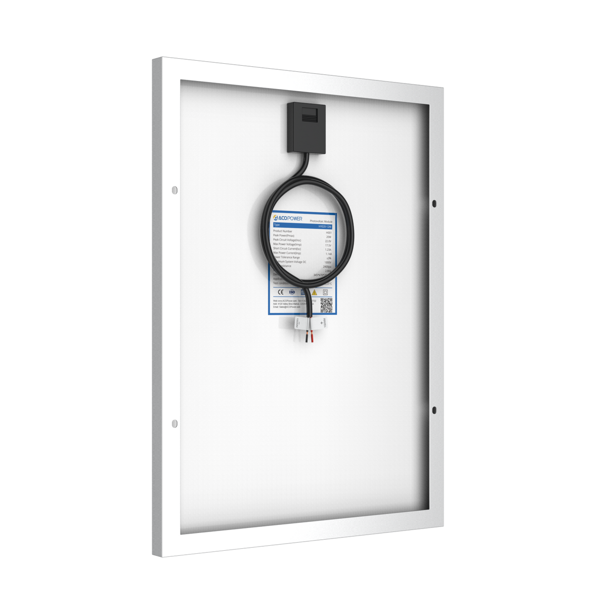 20 Watt 12 Volt Monocrystalline Solar Panel