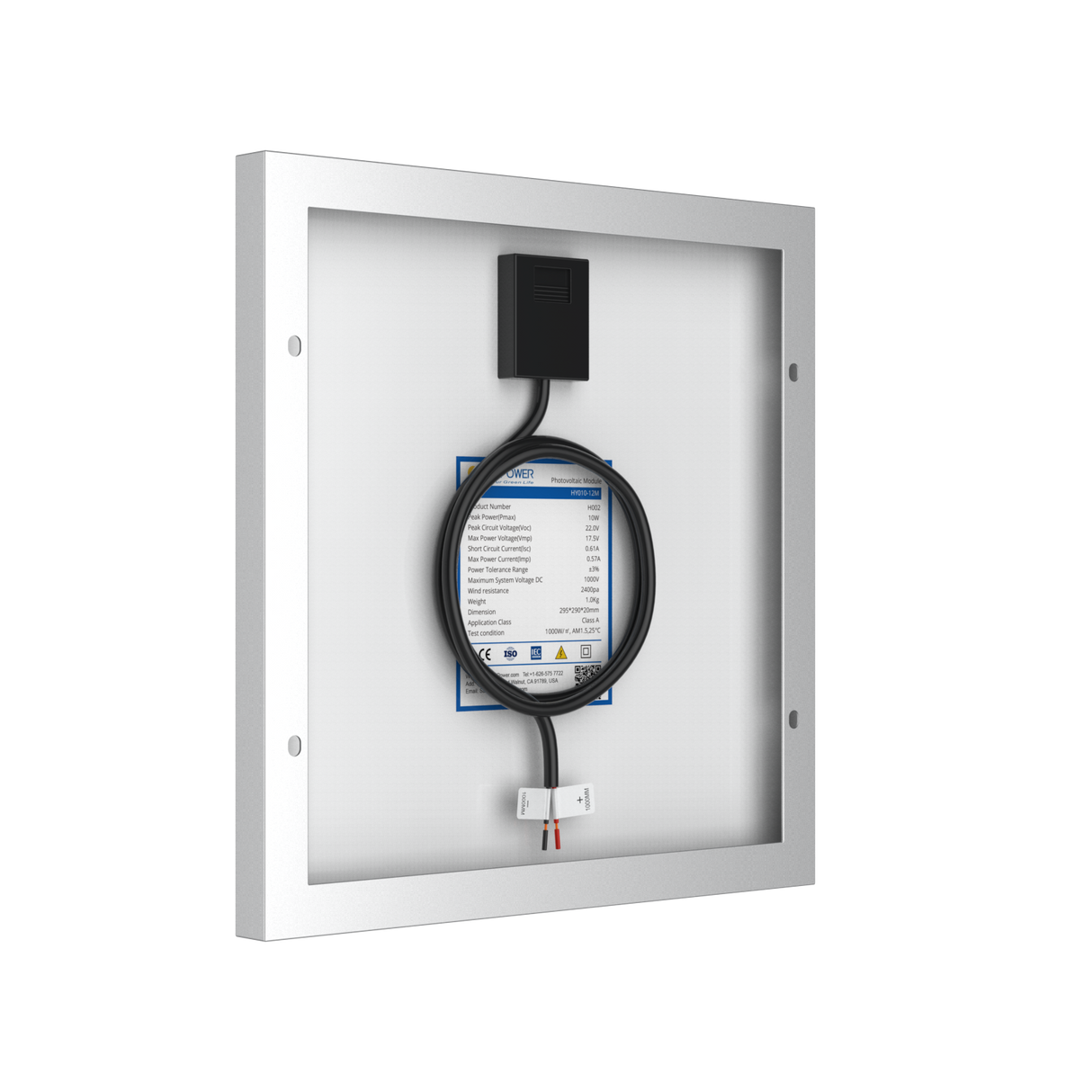 10 Watt 12 Volt Monocrystalline Solar Panel