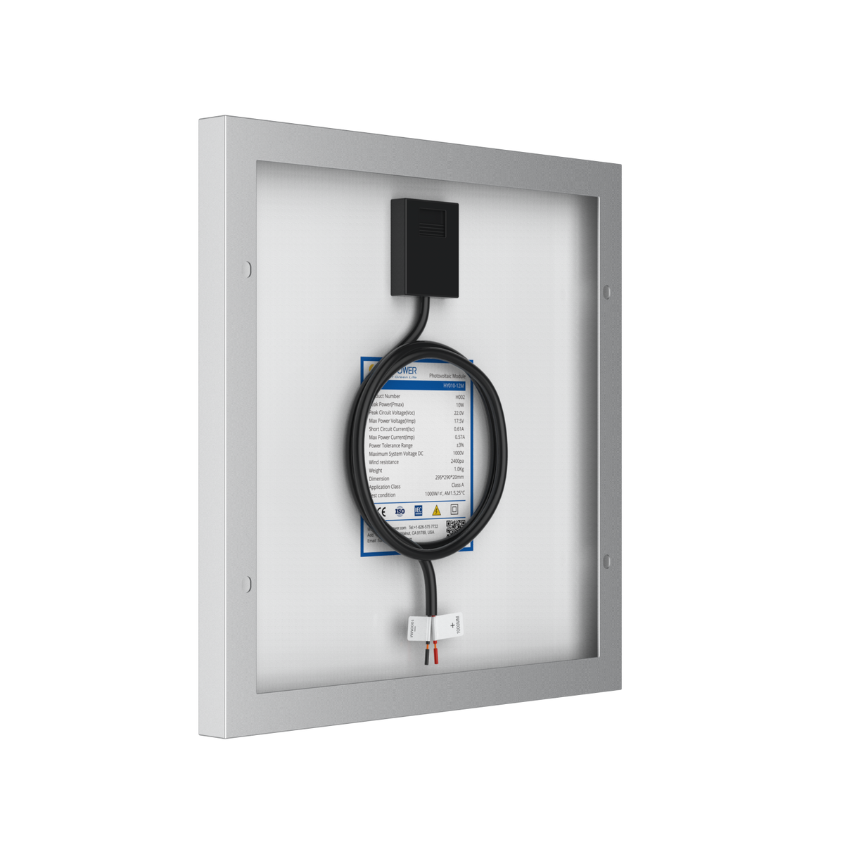 10 Watt 12 Volt Monocrystalline Solar Panel