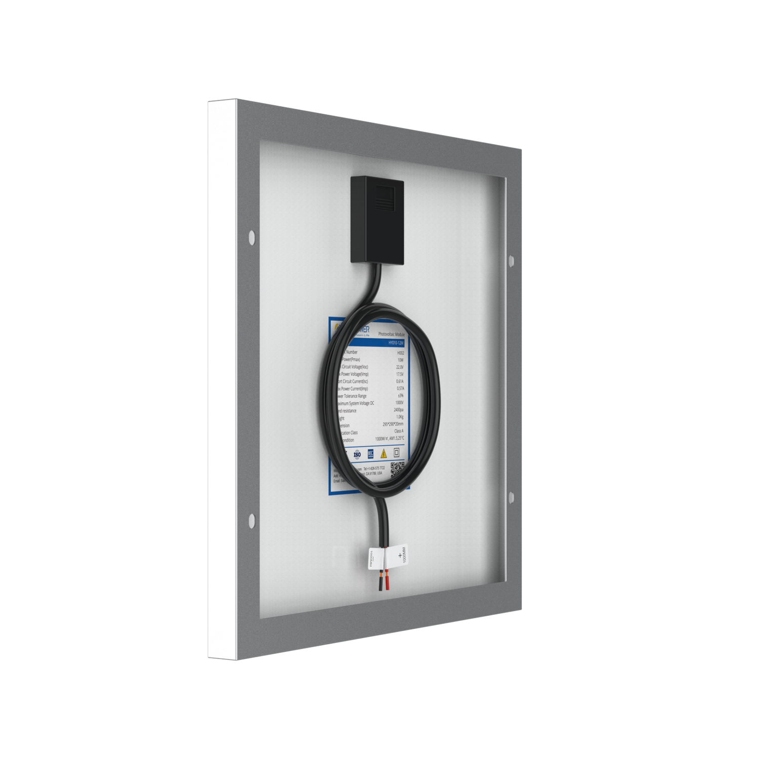 10 Watt 12 Volt Monocrystalline Solar Panel