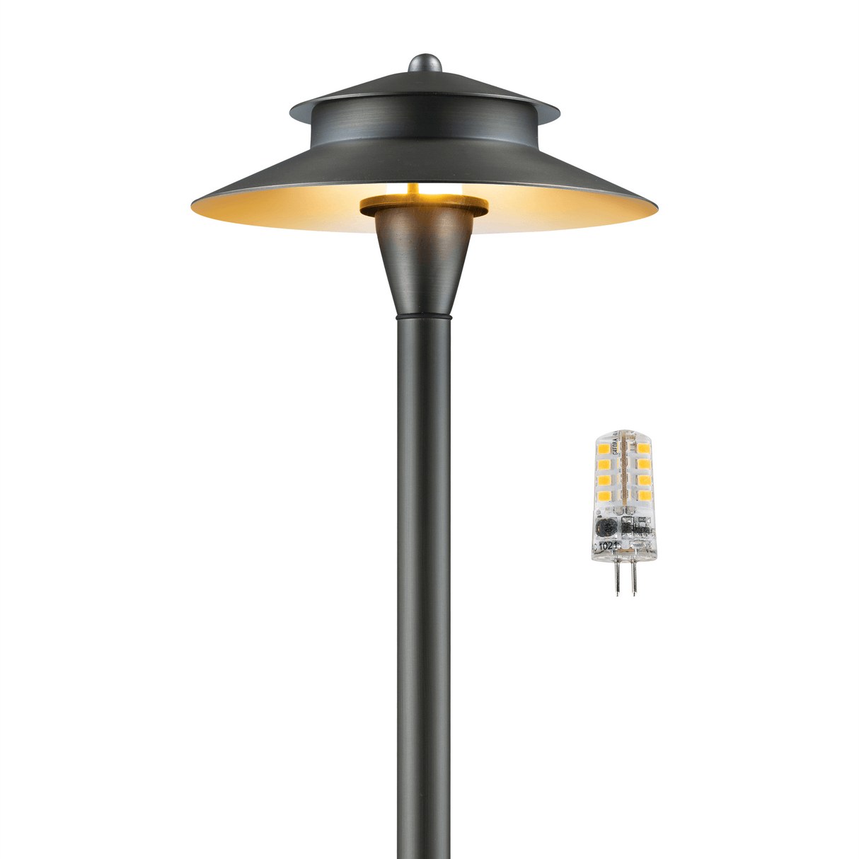 Gardenreet Brass Low Voltage Pathway Lights, 12V Outdoor LED Landscape Path Lights(Double Hat) for Walkway Driveway Garden Patio (2405)