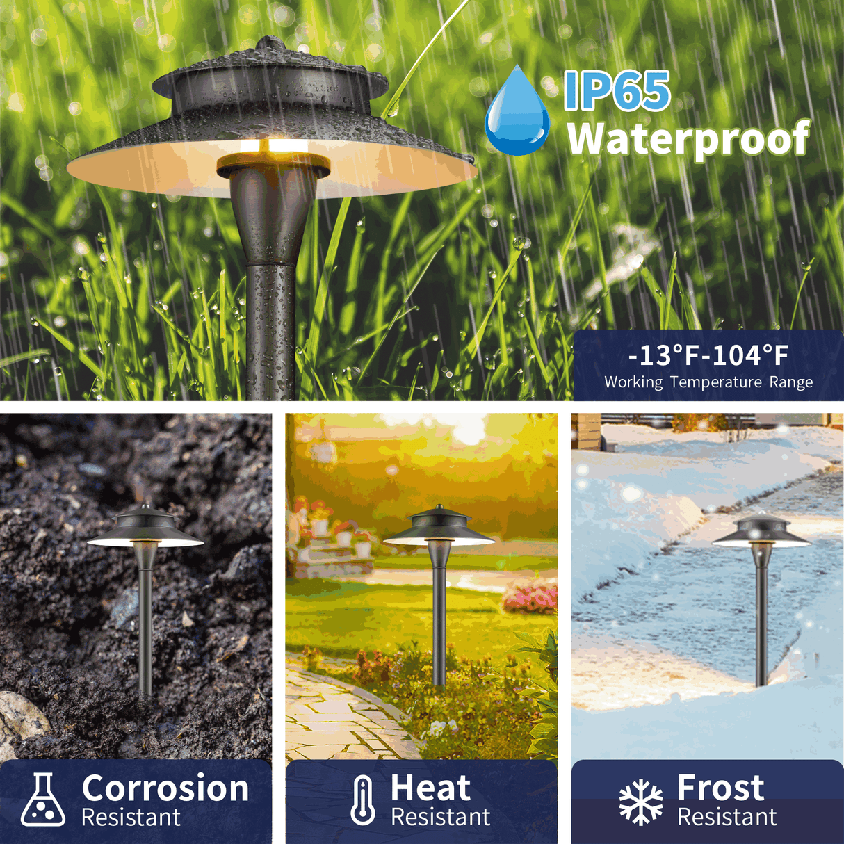 Gardenreet Brass Low Voltage Pathway Lights, 12V Outdoor LED Landscape Path Lights(Double Hat) for Walkway Driveway Garden Patio (2405)