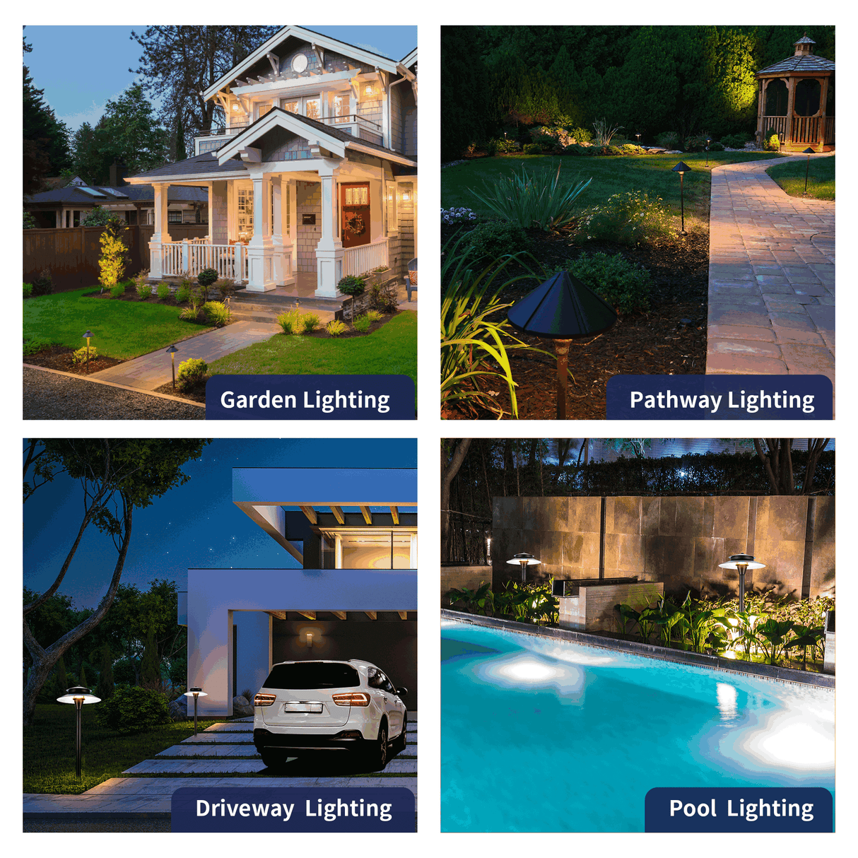 Gardenreet Brass Low Voltage Pathway Lights, 12V Outdoor LED Landscape Path Lights(Double Hat) for Walkway Driveway Garden Patio (2405)