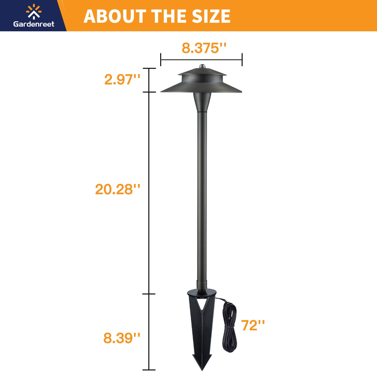 Gardenreet Brass Low Voltage Pathway Lights, 12V Outdoor LED Landscape Path Lights(Double Hat) for Walkway Driveway Garden Patio (2405)