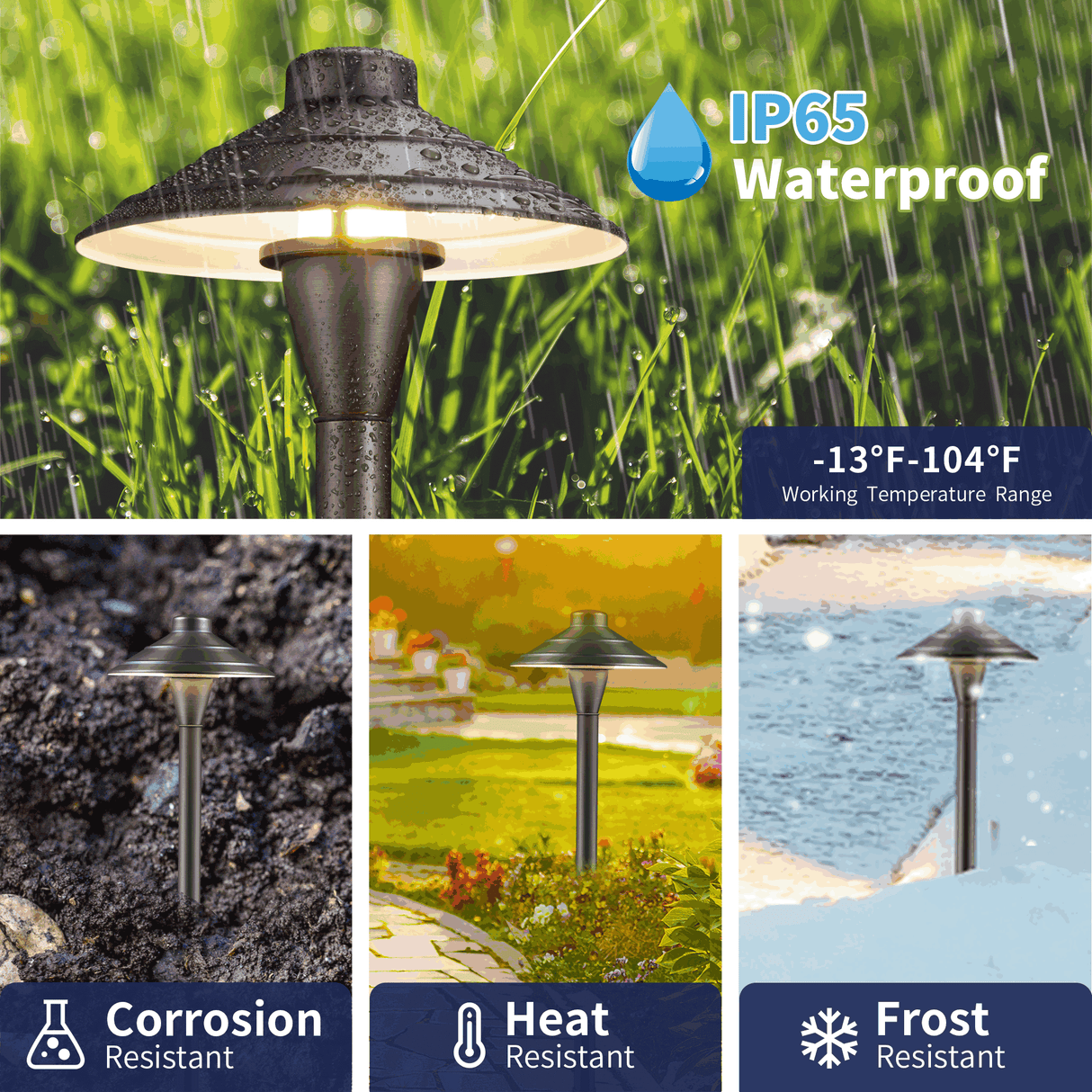 Gardenreet Brass Low Voltage Pathway Lights, 12V Outdoor LED Landscape Path Lights(Premium Flat Hat) for Walkway Driveway Garden Yard (2403)