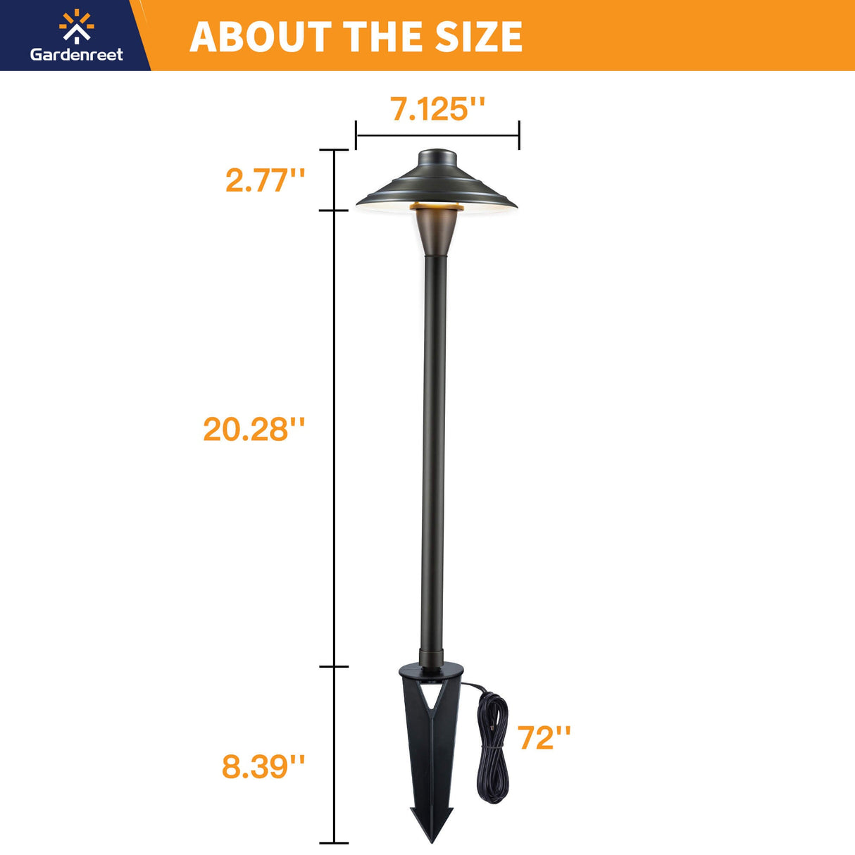 Gardenreet Brass Low Voltage Pathway Lights, 12V Outdoor LED Landscape Path Lights(Premium Flat Hat) for Walkway Driveway Garden Yard (2403)