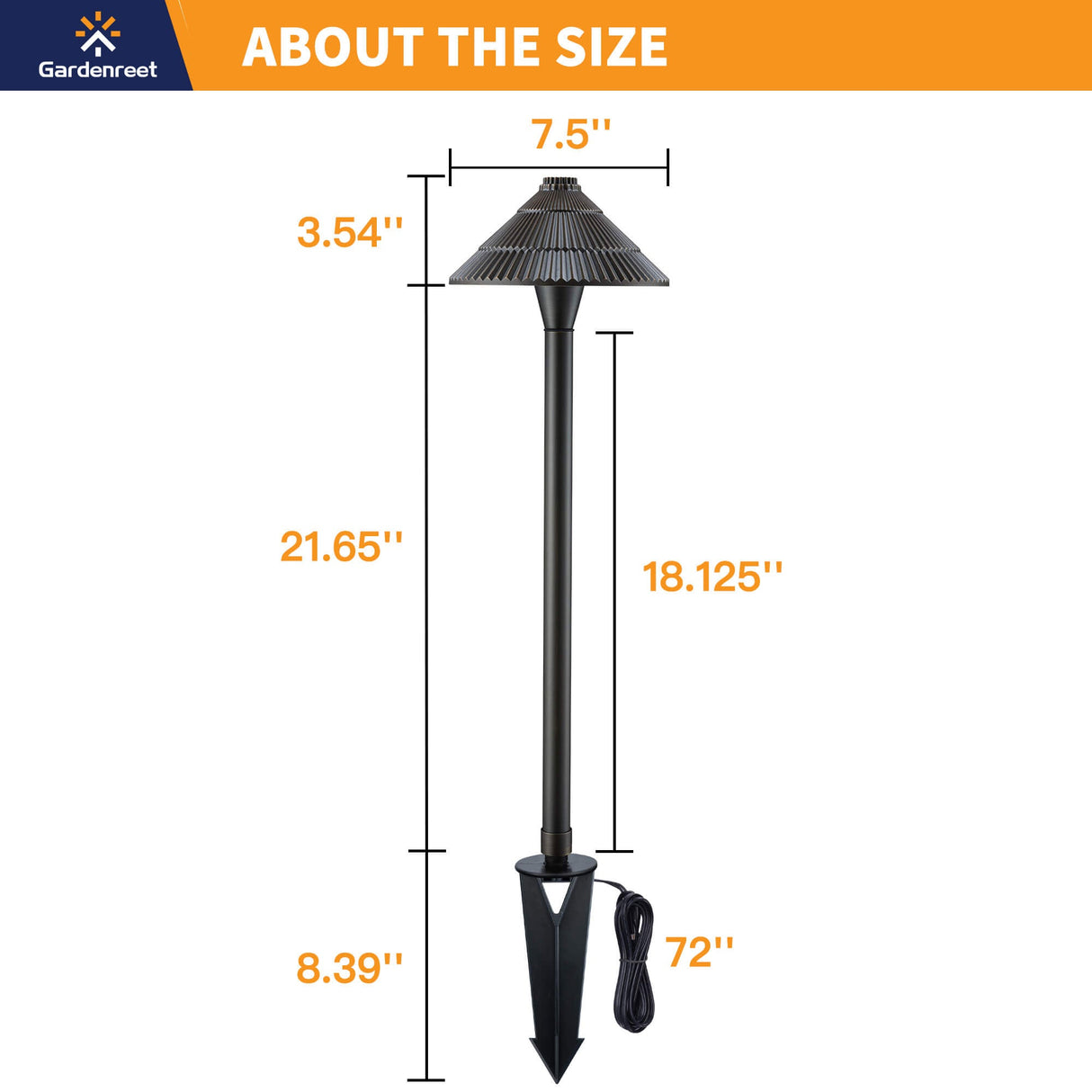 Gardenreet Brass Low Voltage Pathway Lights, 12V Outdoor LED Landscape Path Lights(Traditional Umbrella) for Walkway Driveway Garden Yard (2412)
