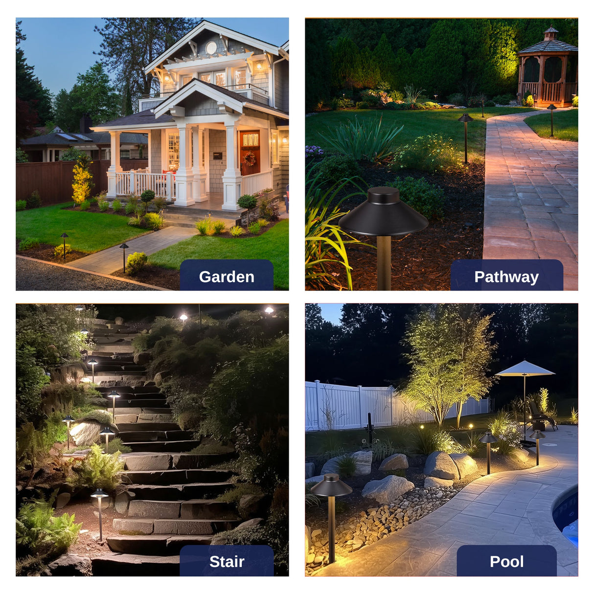 Gardenreet Solid Brass Low Voltage Landscape Pathway Light, LED Outdoor Accent Path and Area Light(Hat 2401)