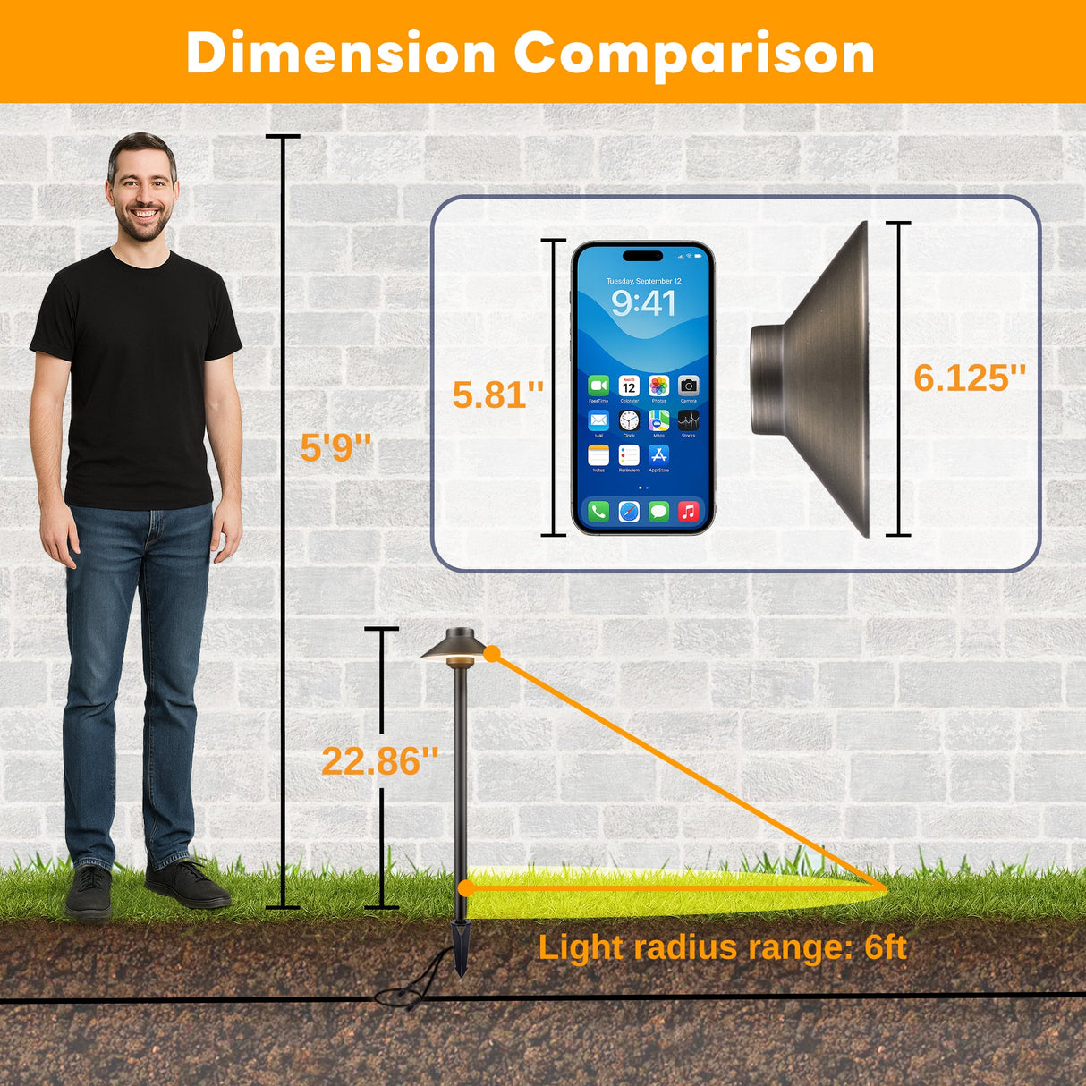 Gardenreet Solid Brass Low Voltage Landscape Pathway Light, LED Outdoor Accent Path and Area Light(Hat 2401)