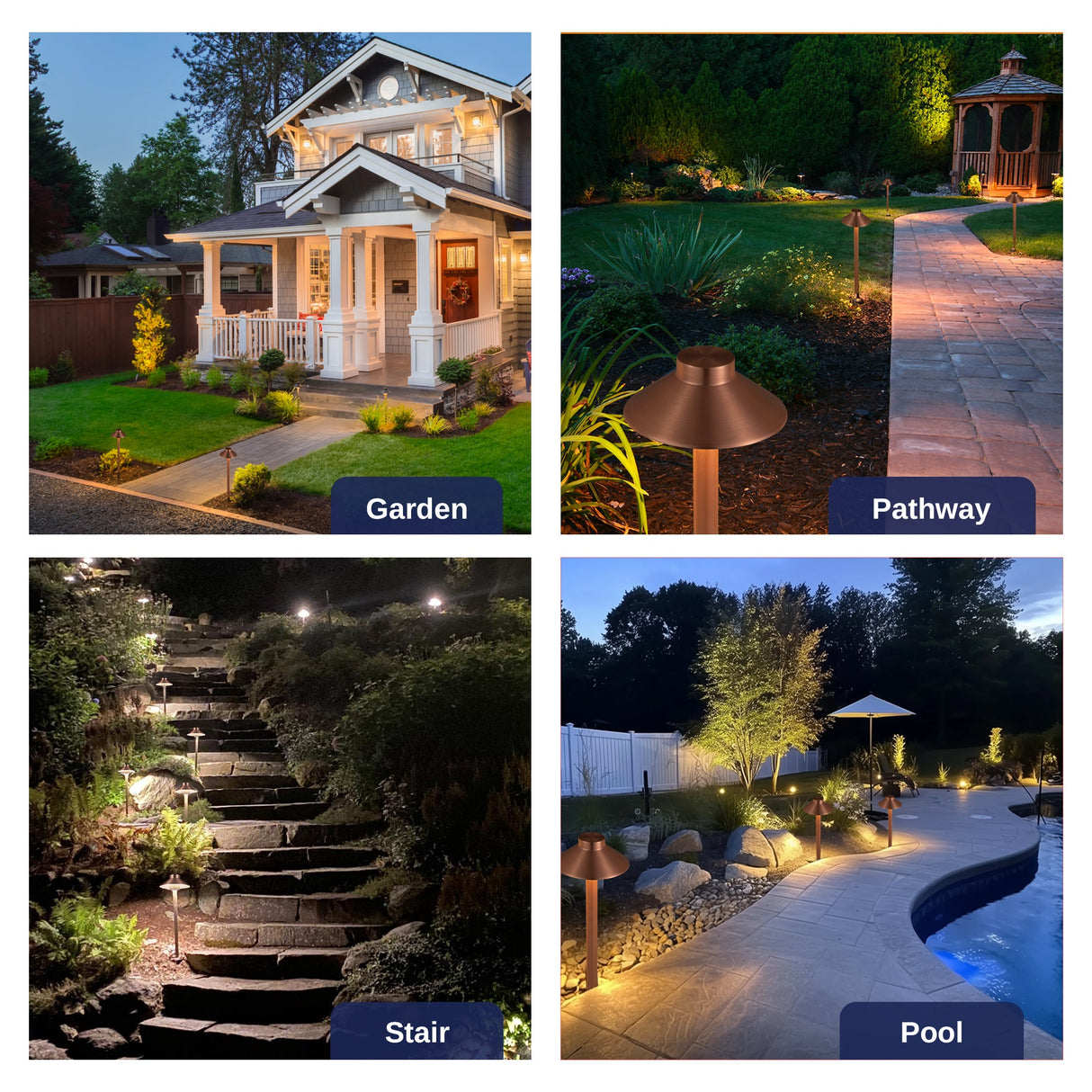 Gardenreet Solid Brass Low Voltage Landscape Pathway Light, LED Outdoor Accent Path and Area Light(Hat 2401)