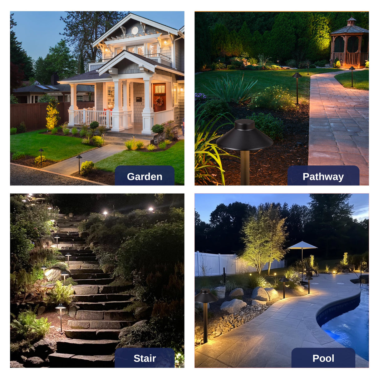 Gardenreet Solid Brass Low Voltage Landscape Pathway Light, LED Outdoor Accent Path and Area Light(Hat 2401)