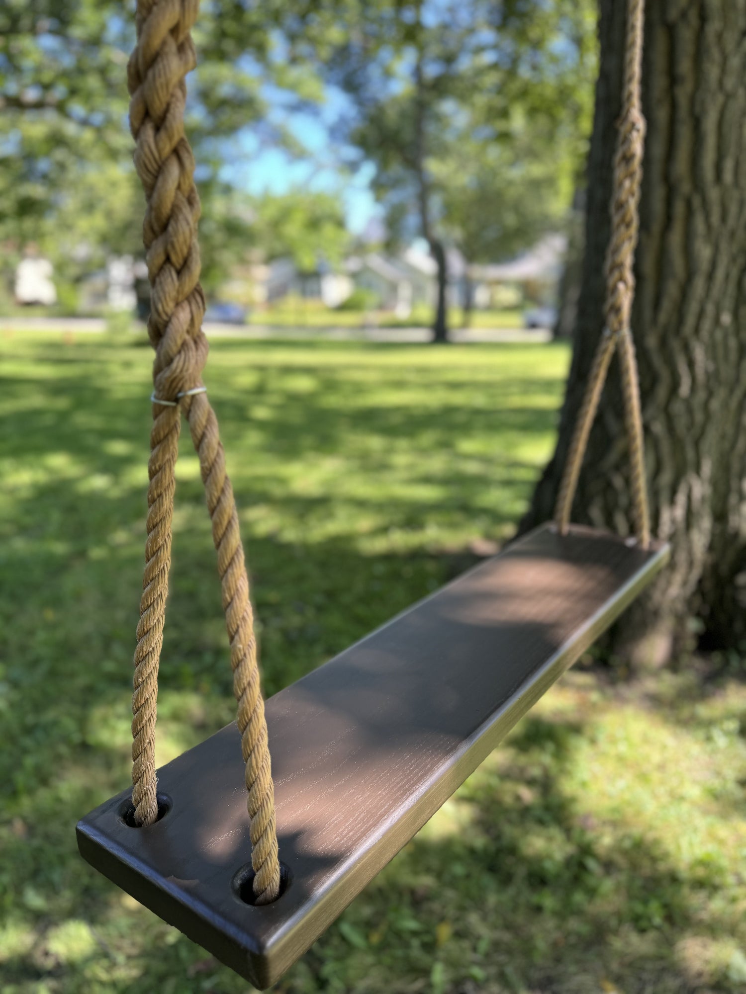 Dark Brown Stained Classic Bench Swing