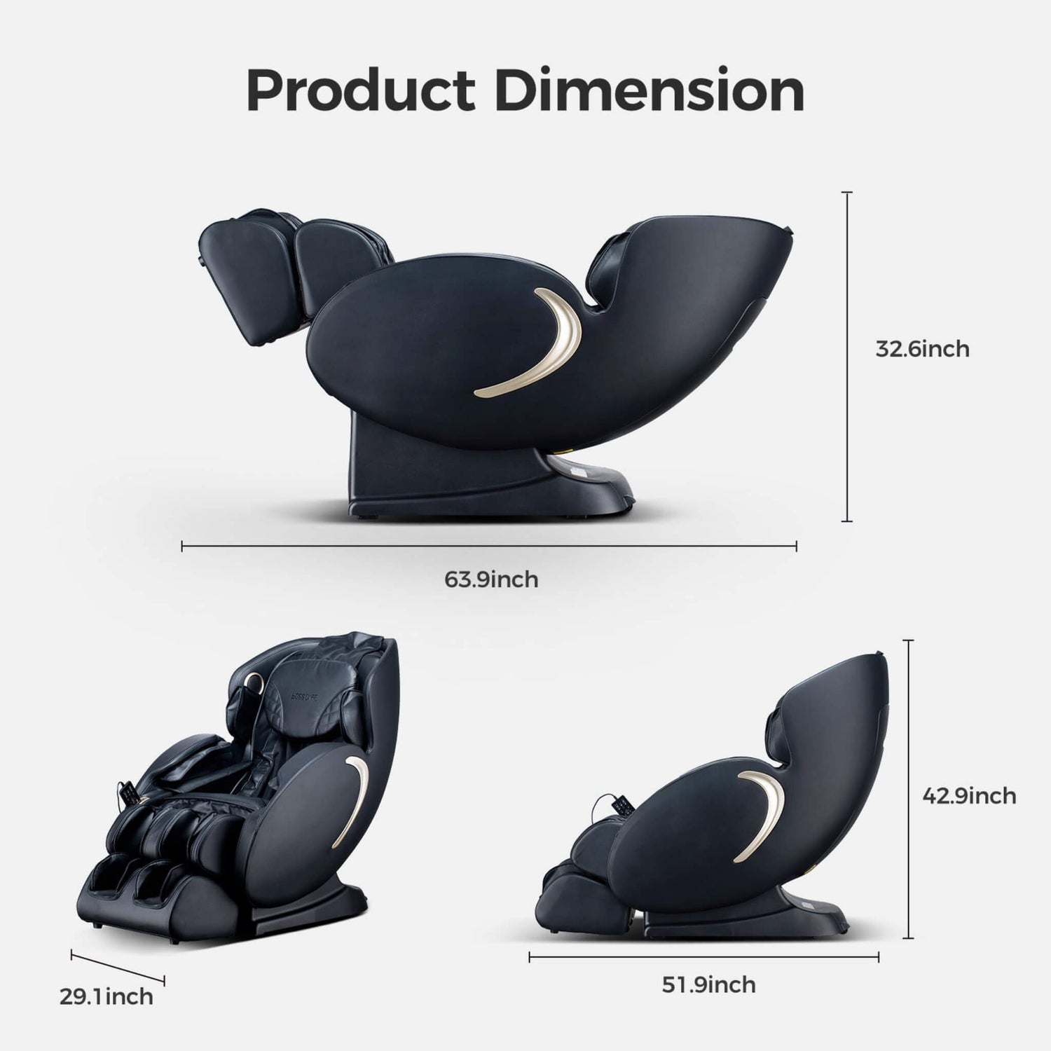 Bosscare 3D Zero Gravity Full Body Shiatsu Massage Chair with Heat, App & Voice Control (SAK32840)
