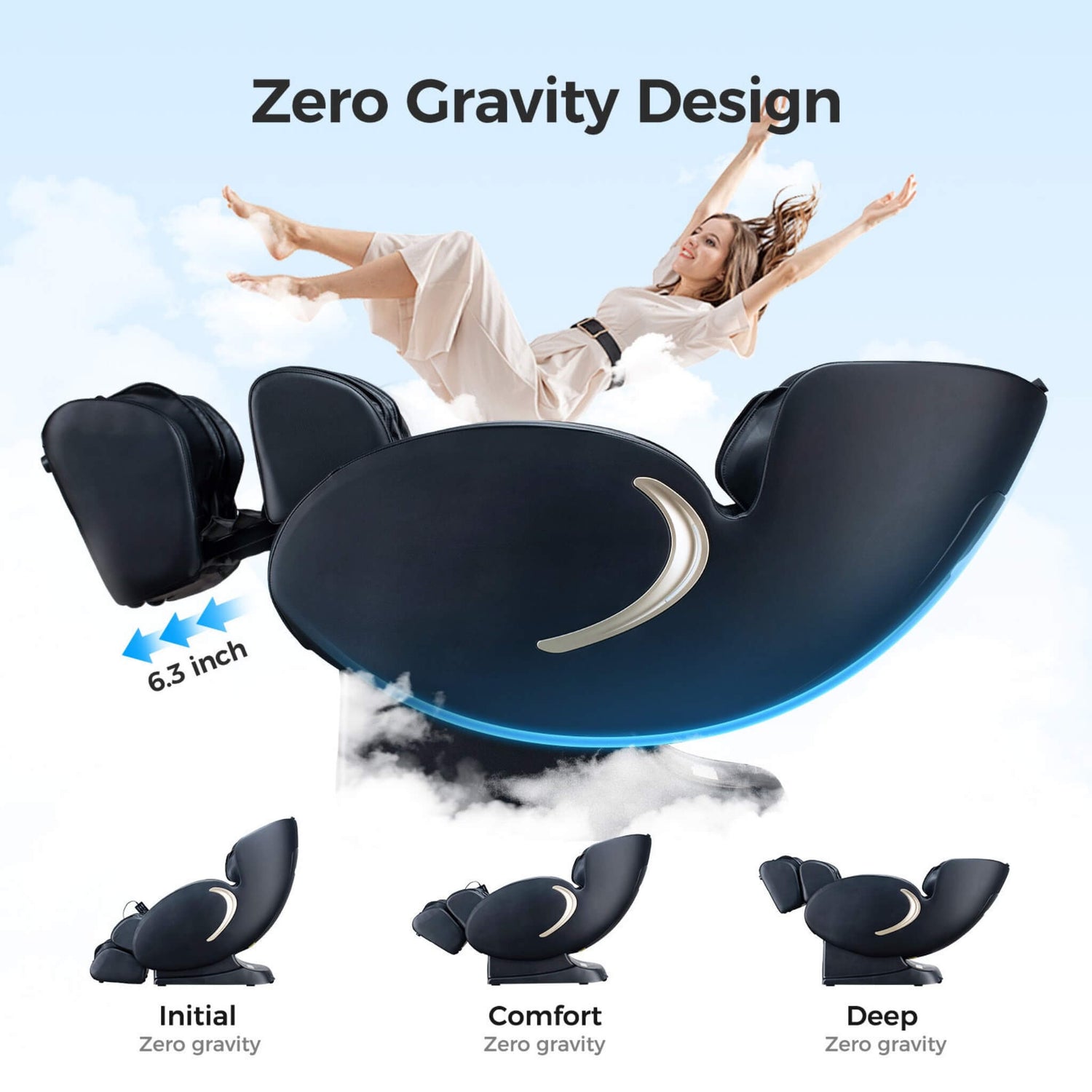 Bosscare 3D Zero Gravity Full Body Shiatsu Massage Chair with Heat, App & Voice Control (SAK32840)