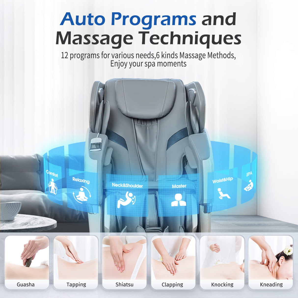 Bosscare Zero Gravity Full Body Massage Chair – 3D Rollers, Heat Therapy, Bluetooth, AI Voice & App Control (Gray)