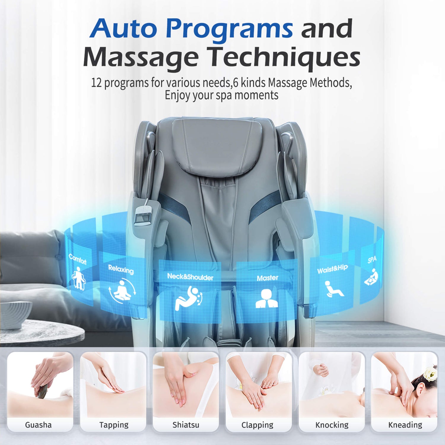Bosscare Zero Gravity Full Body Massage Chair – 3D Rollers, Heat Therapy, Bluetooth, AI Voice & App Control (Gray)