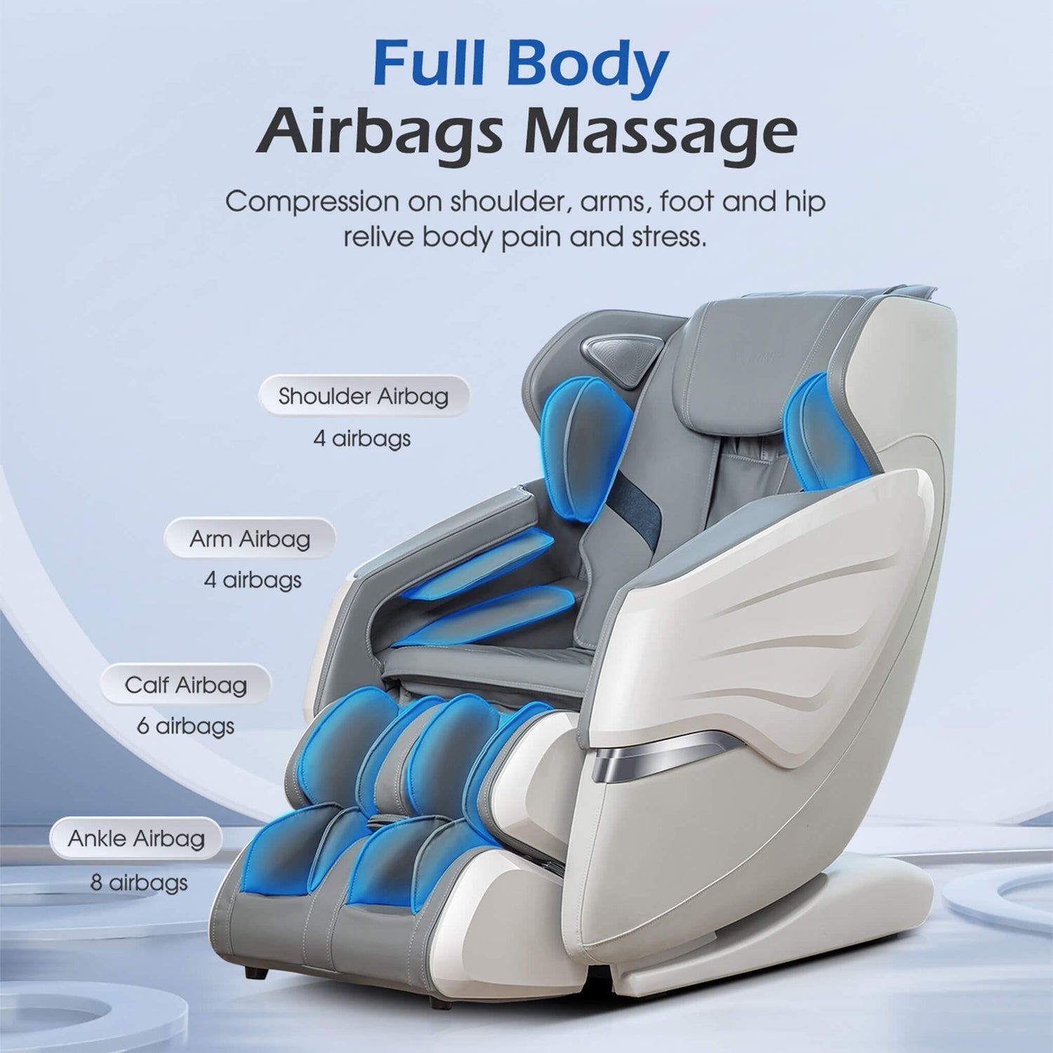 Bosscare Zero Gravity Full Body Massage Chair – 3D Rollers, Heat Therapy, Bluetooth, AI Voice & App Control (Gray)
